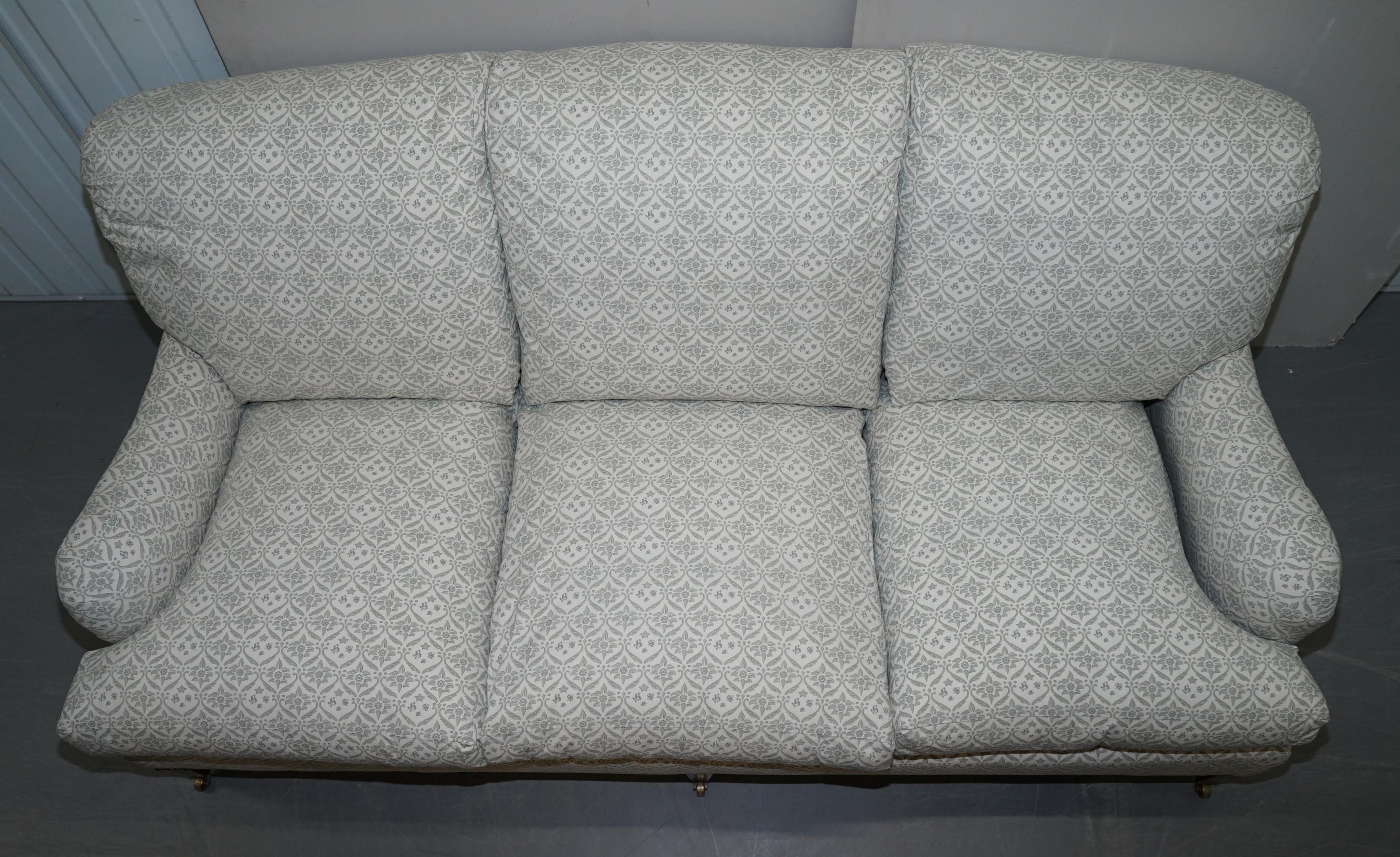 Howard & Sons Vollständig gestempelt Sofa Feder gefüllt Feder Kissen Ticking im Angebot 2