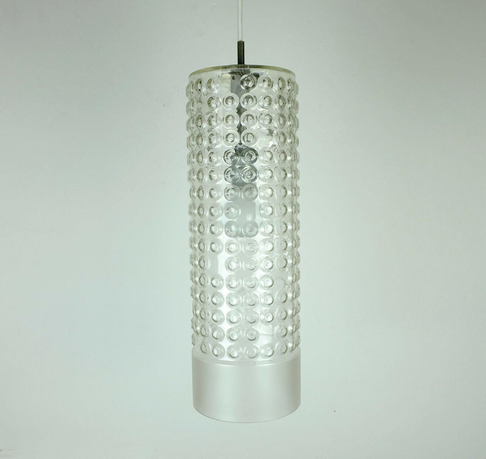 German 1 of 2 Huge Cylindrical Pendant Light Staff Rolf Krueger 1967 Bubble Glass  For Sale