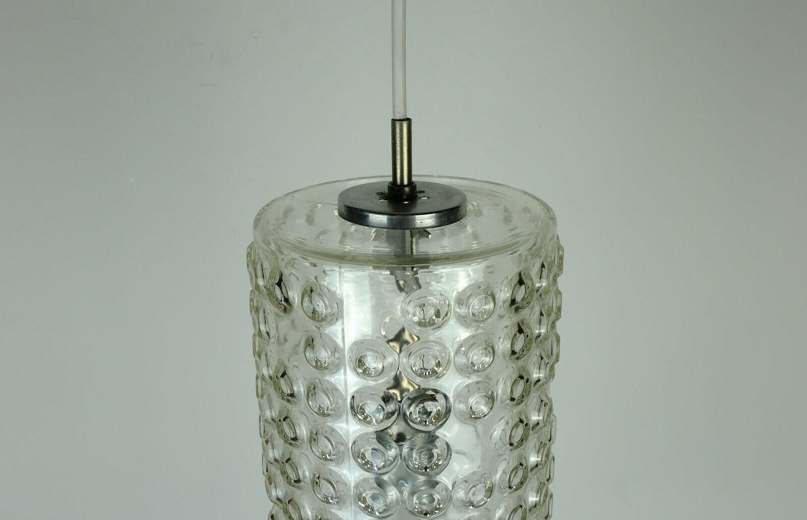 1 of 2 Huge Cylindrical Pendant Light Staff Rolf Krueger 1967 Bubble Glass  For Sale 2