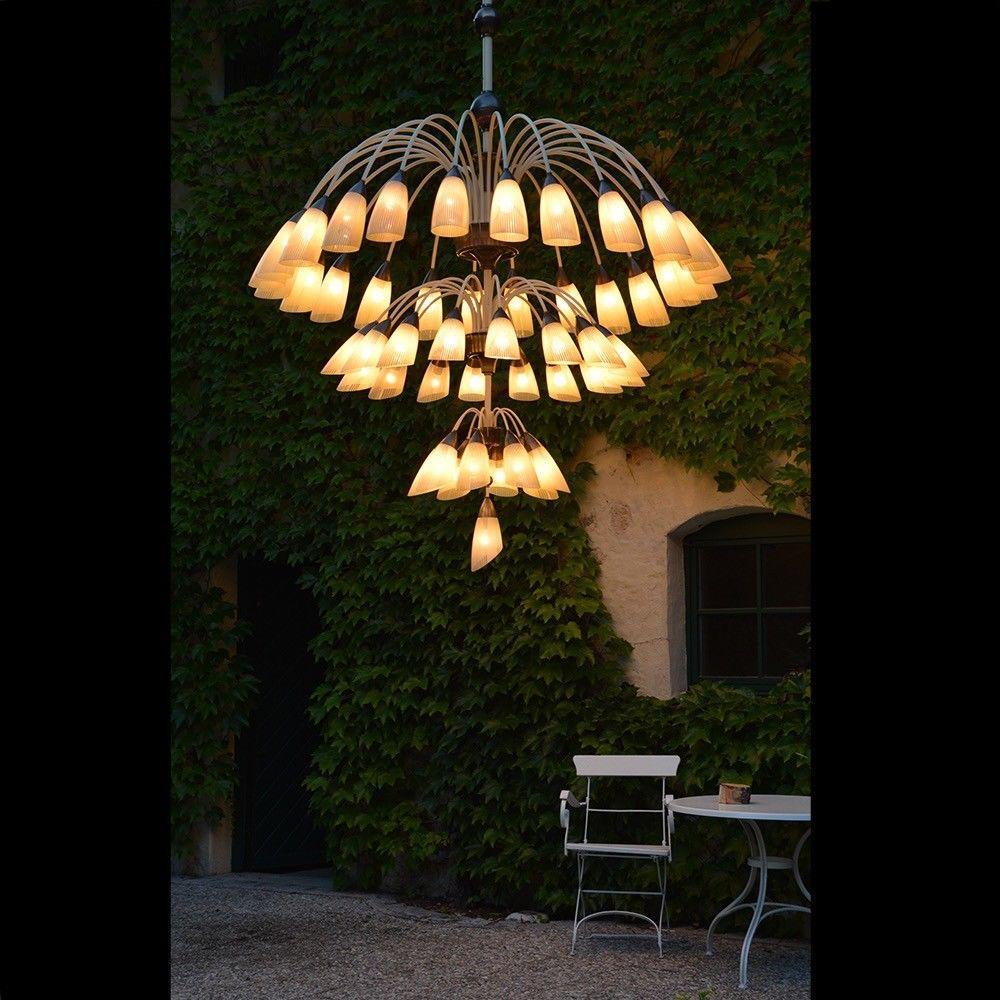 1 of 2 Huge Extra Large 1950s Italian Chandelier with 49 Tulip Glass Shades 2