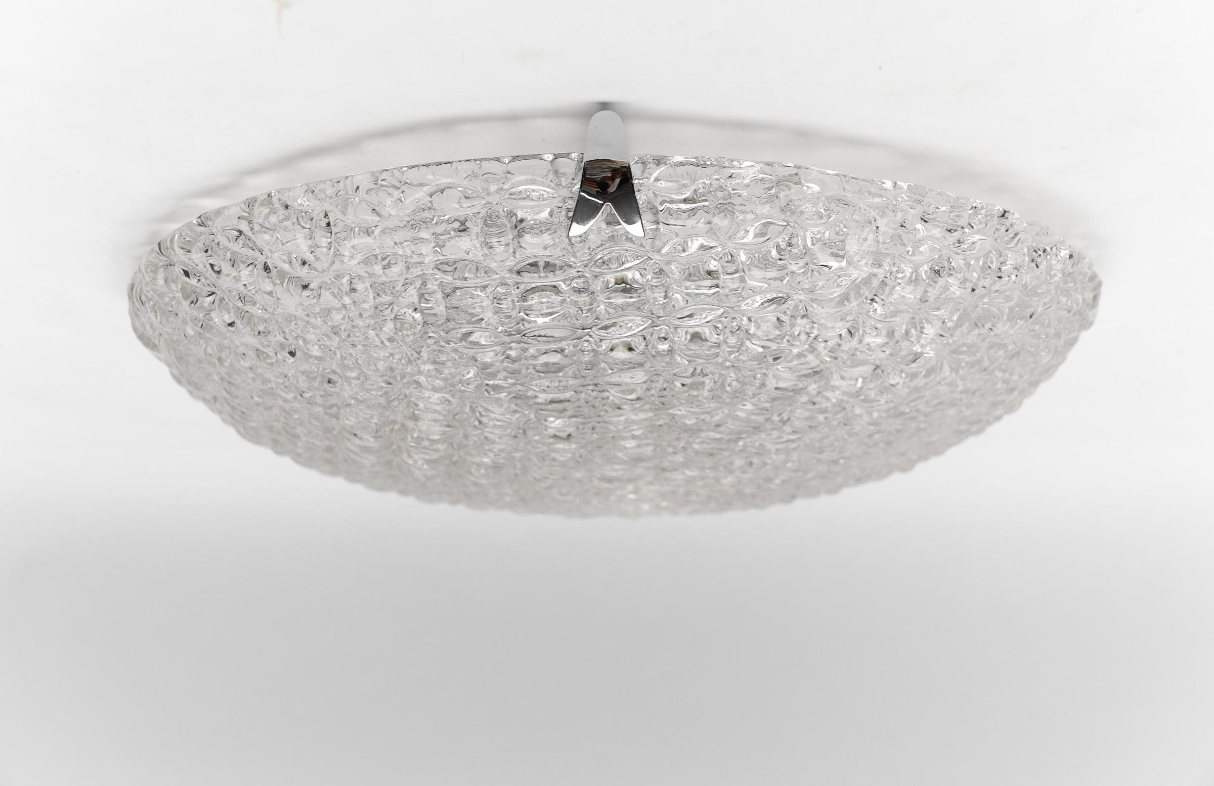 Mid-Century Modern 1. of 2 Huge Glass Rings Flush Mount by Kaiser Leuchten, 1960s Germany For Sale