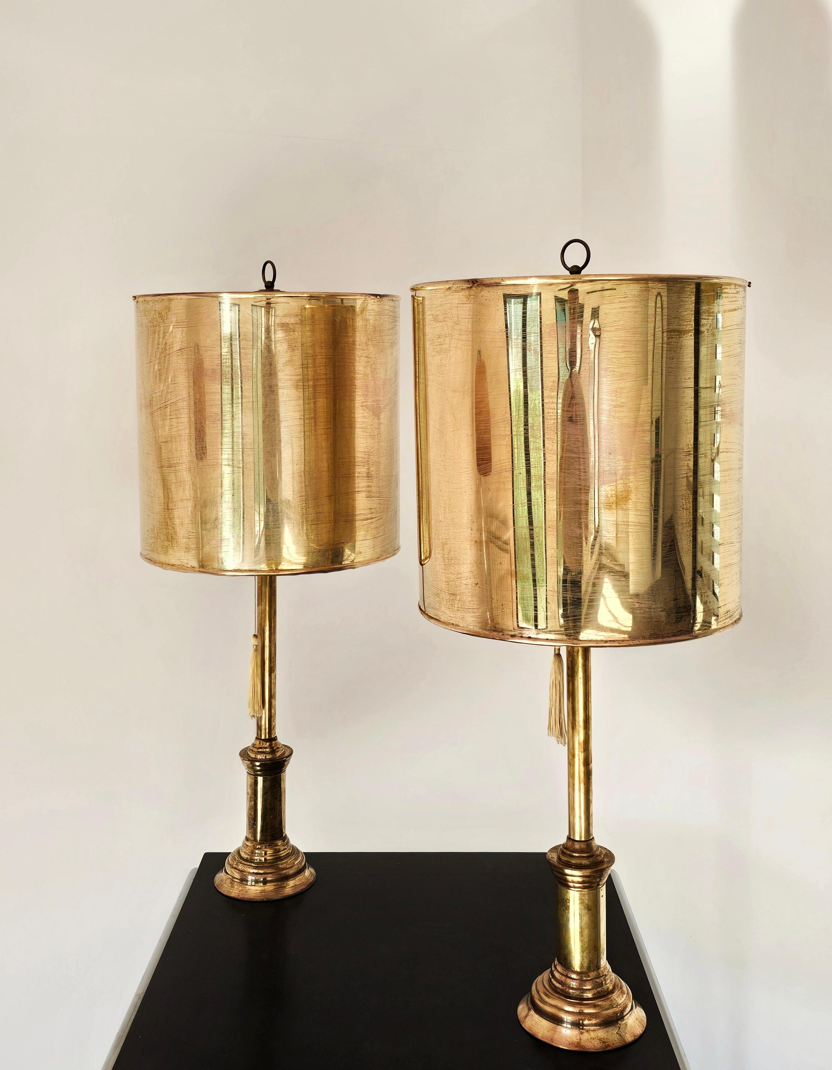 1 de 2 enormes lámparas de sobremesa de bronce de mediados de siglo, atribuidas a Maison Charles, Francia 1960 en venta 2