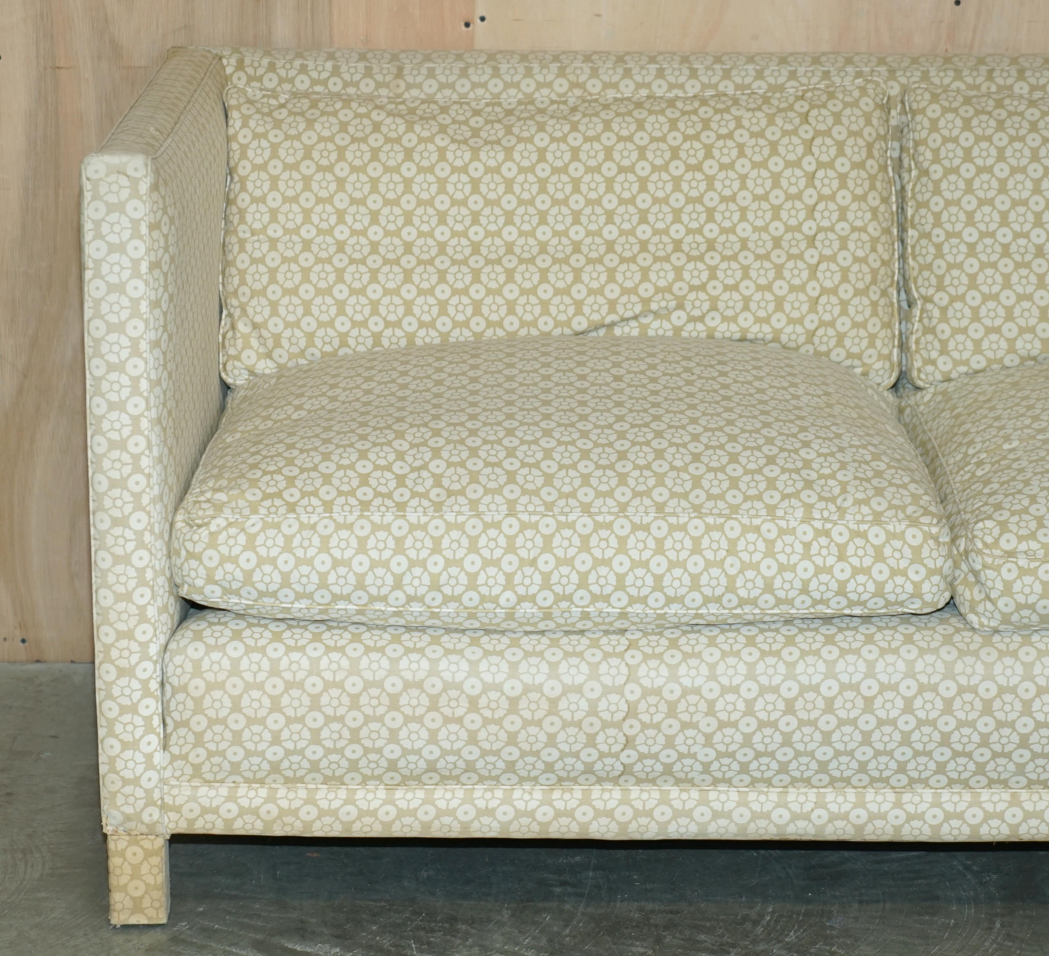 Country 1 OF 2 IMPORTANT CiRCA 1969 DAVID HICKS SOFAS IN THE ORIGINAL TICKING FABRIc For Sale