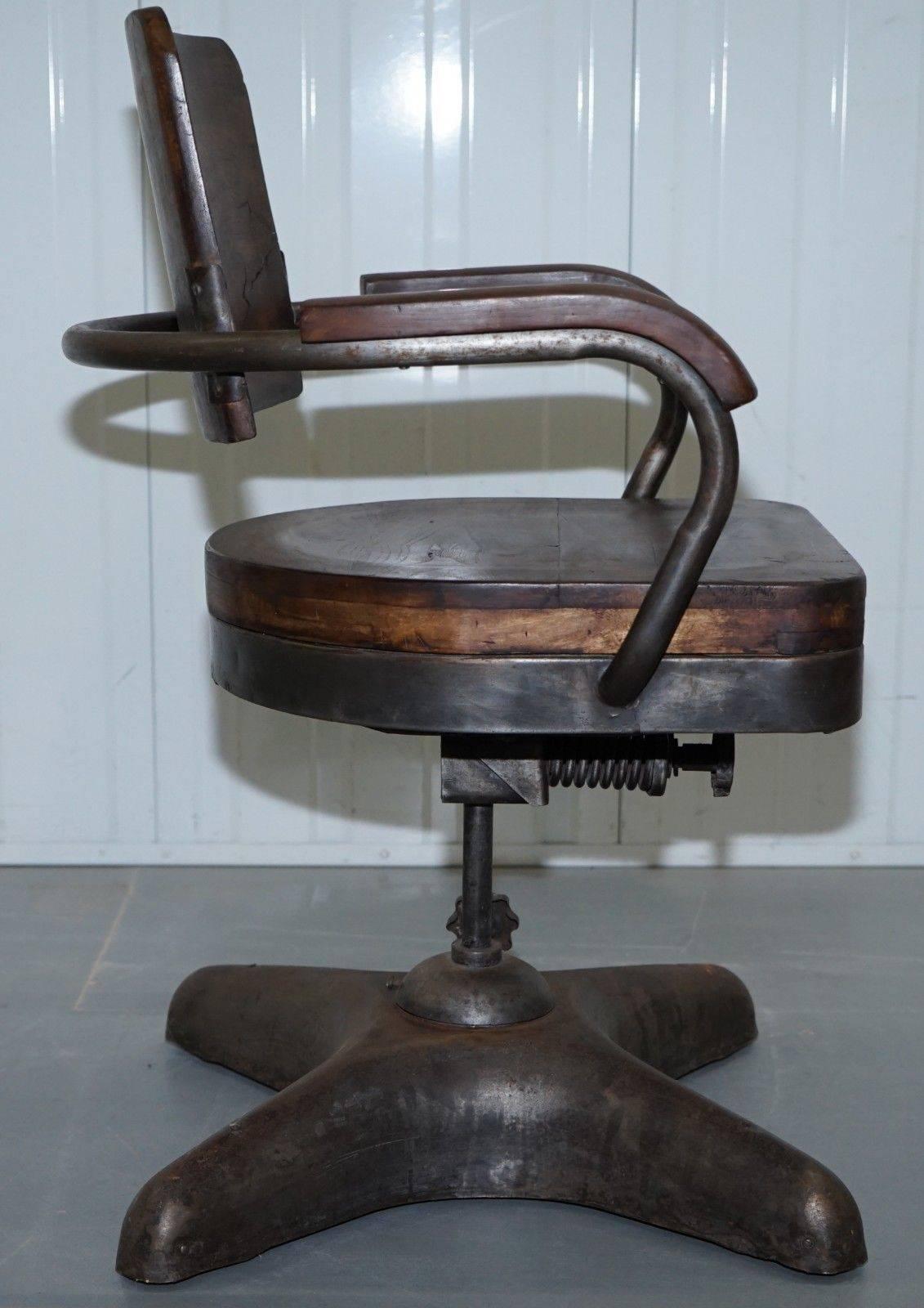1 of 2 Industrial Steel Tankers Office Chairs Restored Timber Seriously Cool 3