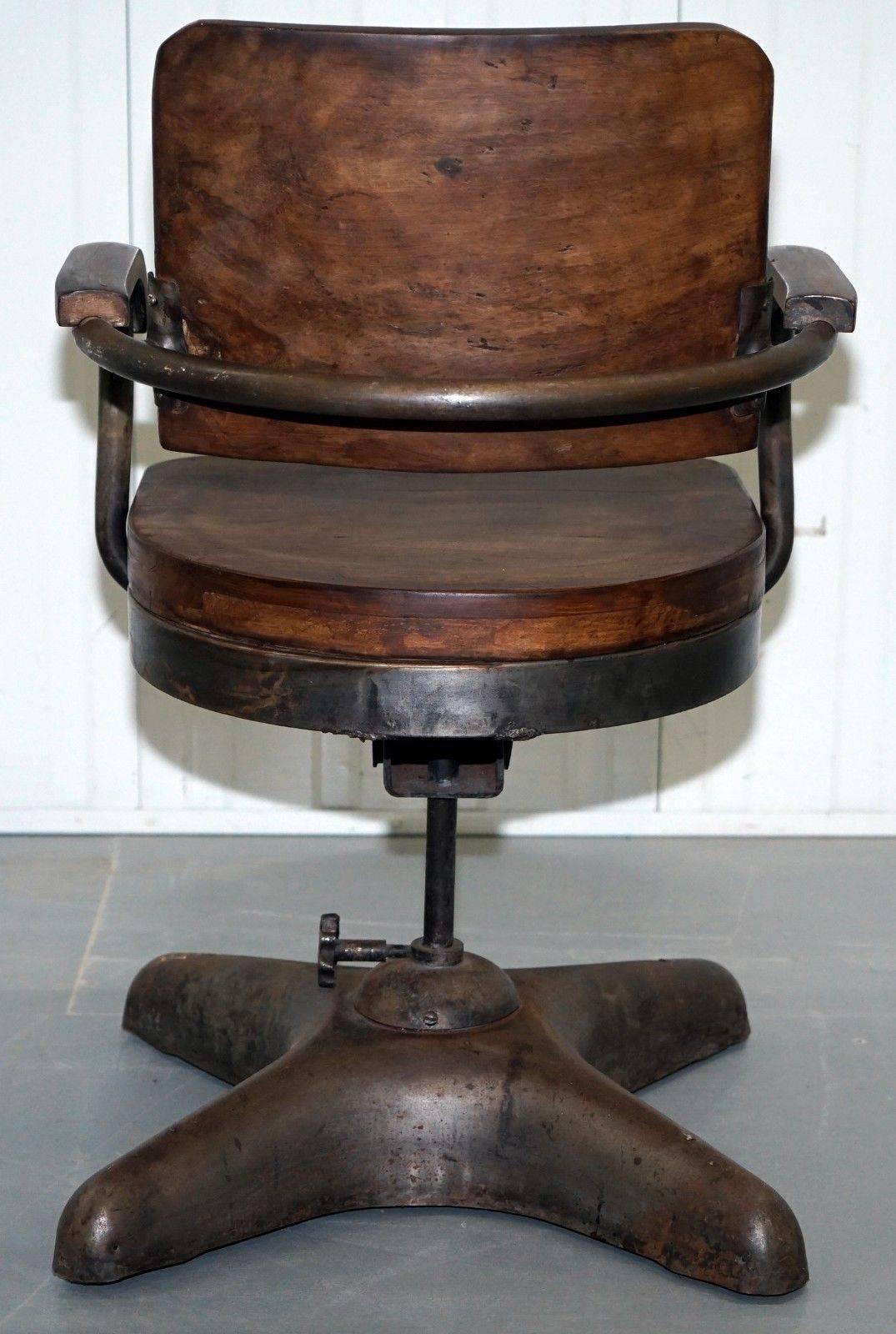 1 of 2 Industrial Steel Tankers Office Chairs Restored Timber Seriously Cool 3