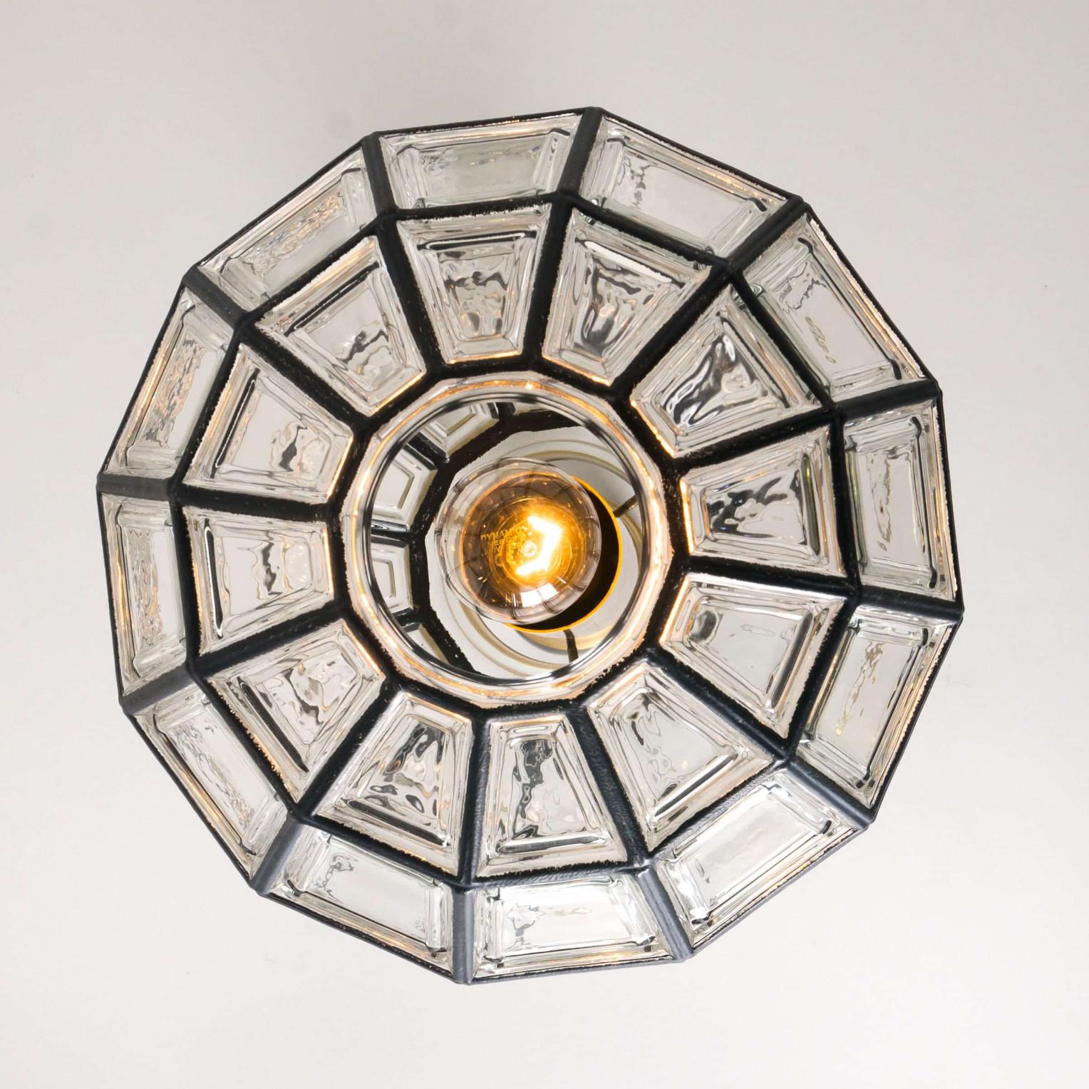 German 1 of 2 Iron and Bubble Glass Chandeliers, Limburg For Sale