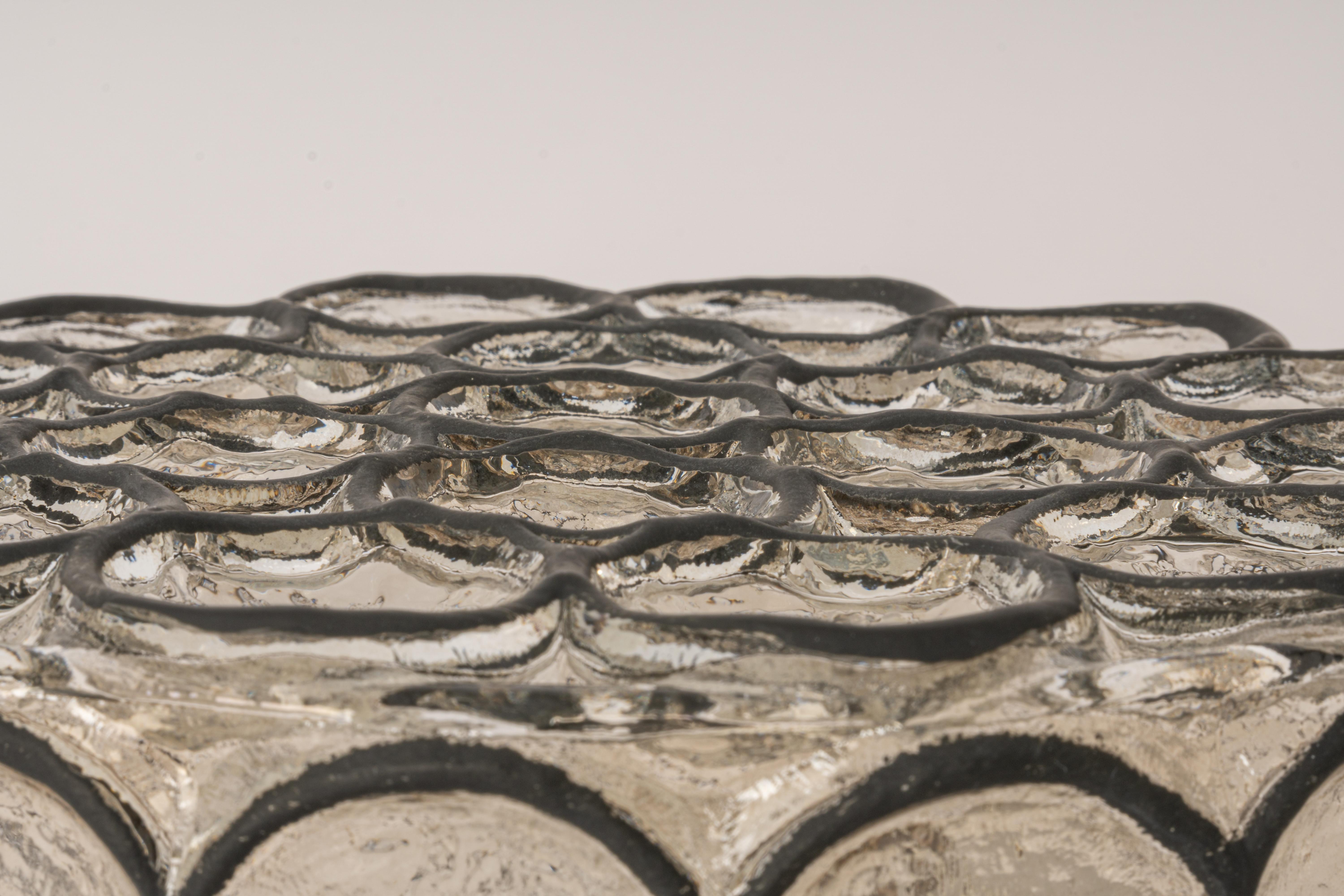 1 of 2 Iron and Clear Glass Ceiling Light by Limburg, Germany, 1960s For Sale 5