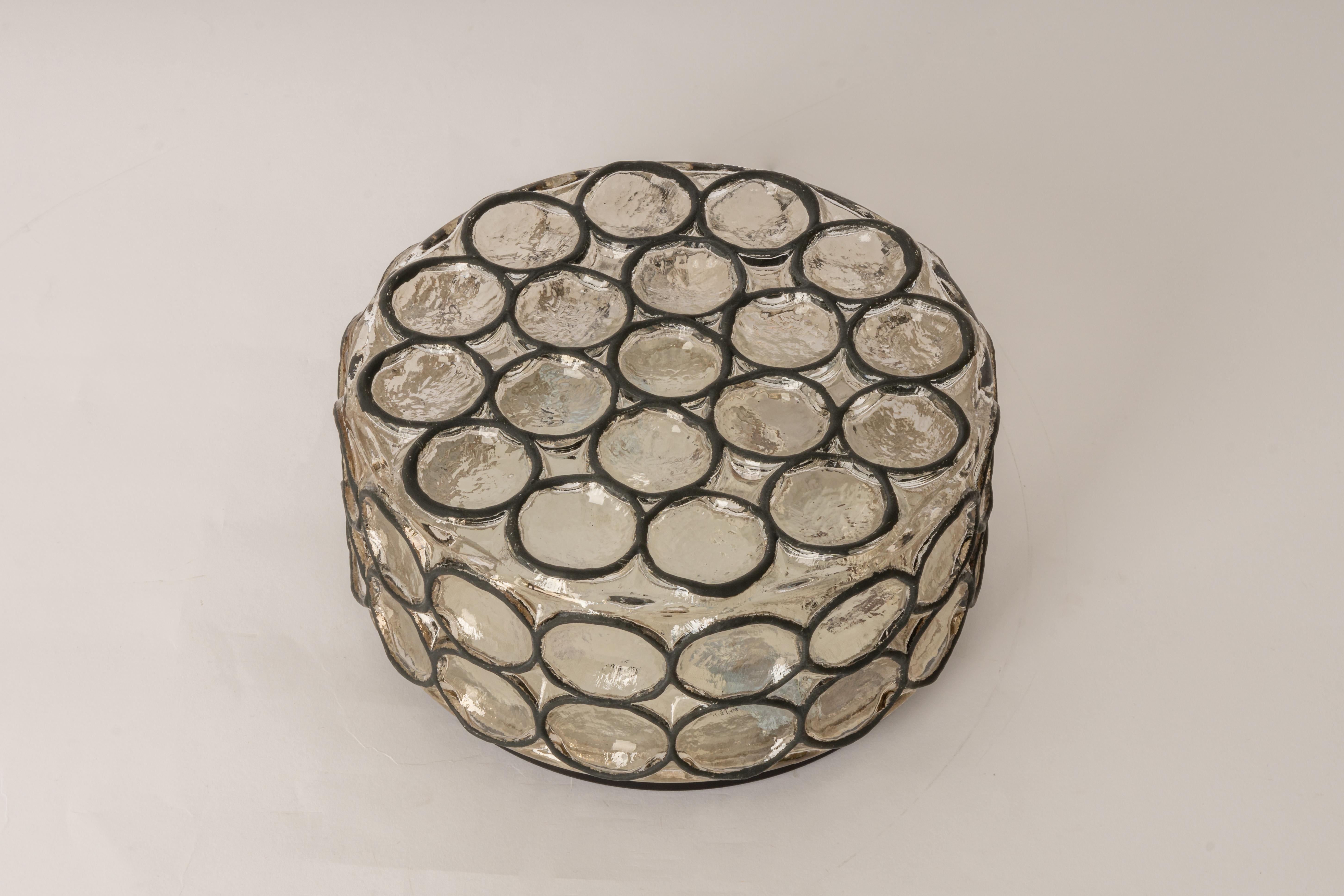 1 of 2 Iron and Clear Glass Ceiling Light by Limburg, Germany, 1960s For Sale 10