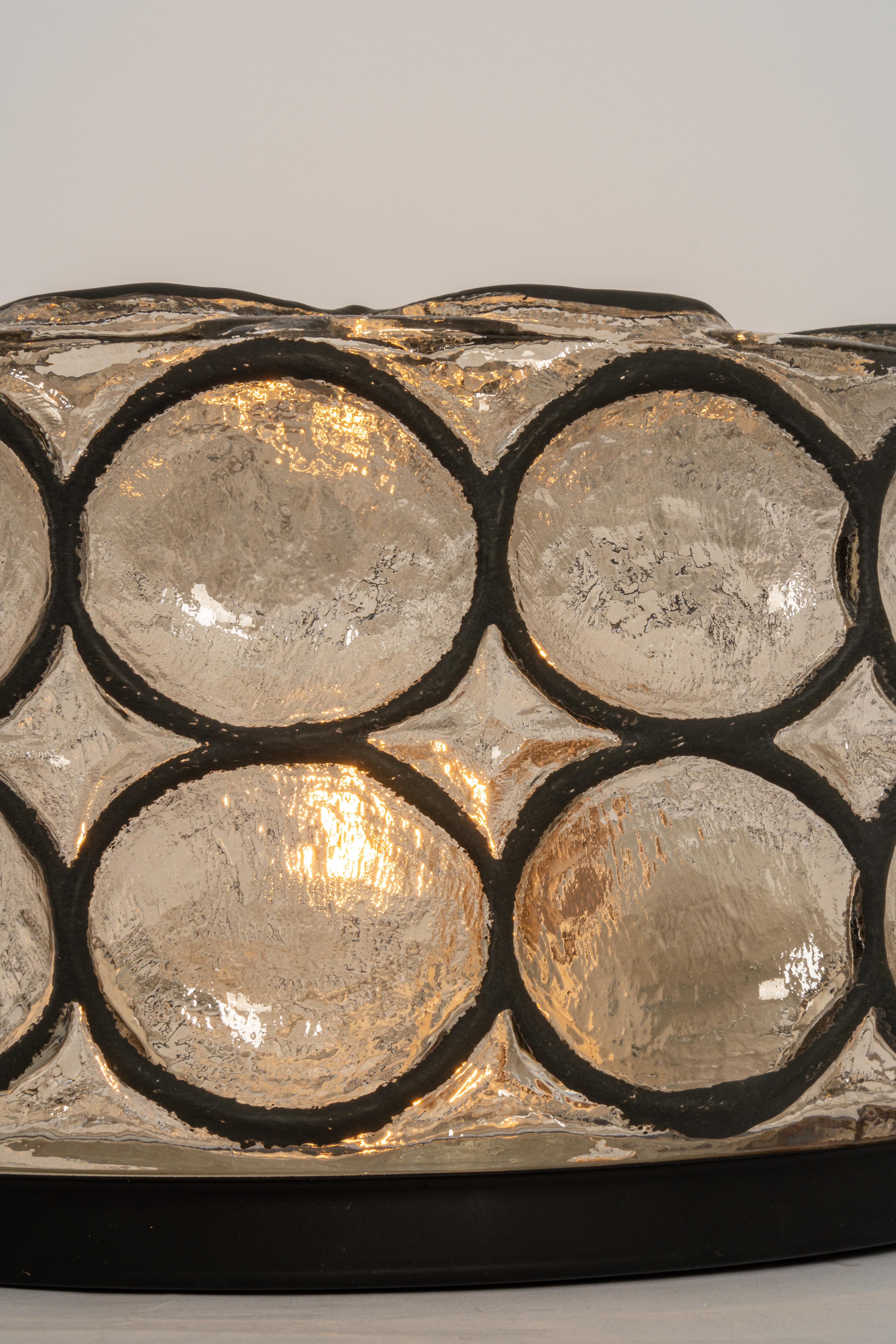1 of 2 Iron and Clear Glass Ceiling Light by Limburg, Germany, 1960s For Sale 1