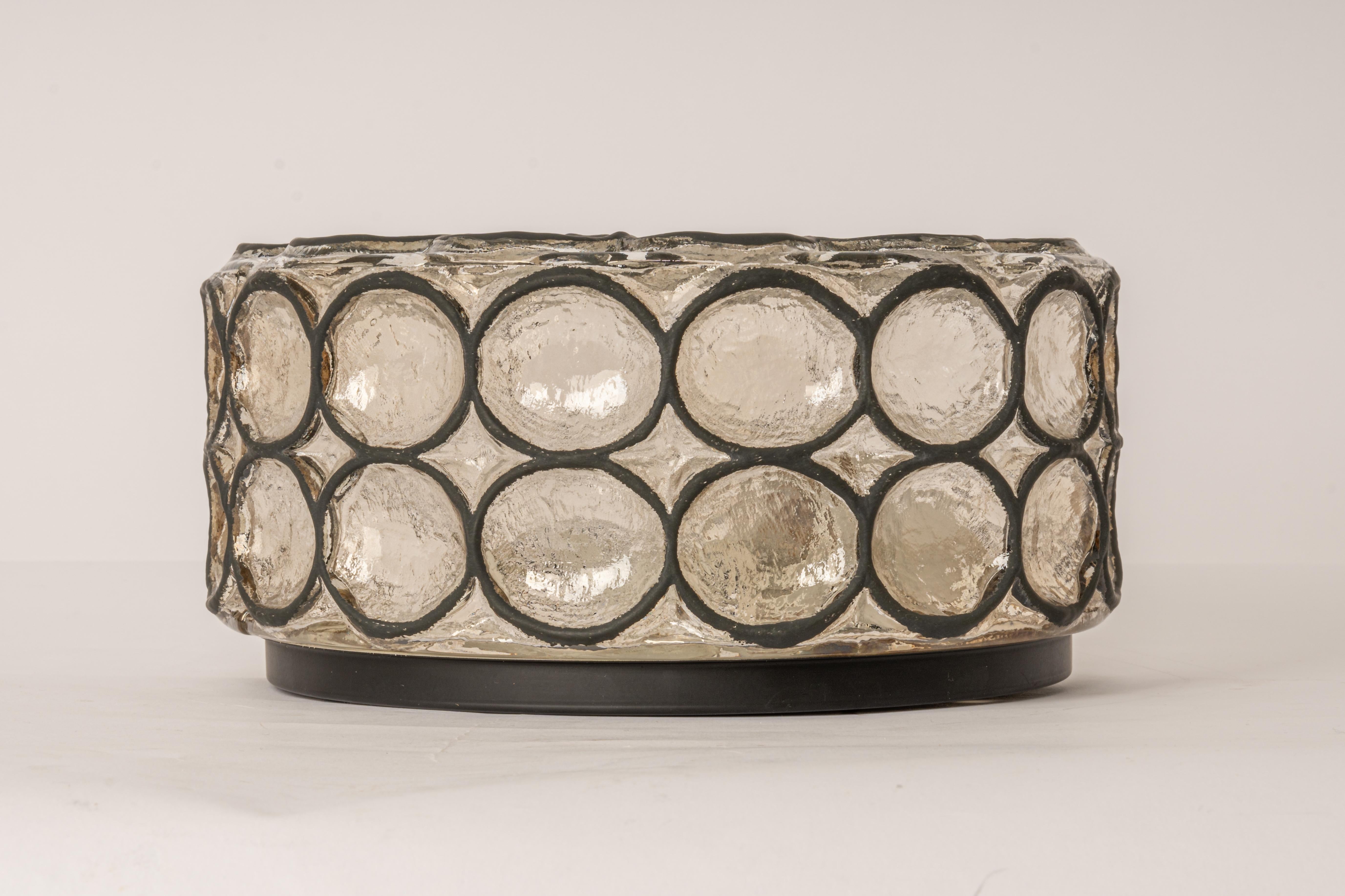 1 of 2 Iron and Clear Glass Ceiling Light by Limburg, Germany, 1960s For Sale 4
