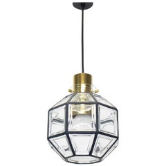 1 of 2 Iron and Clear Glass Pendant Lights by Limburg, Germany, 1960s