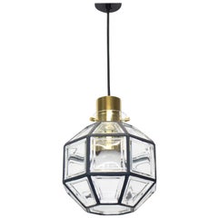 1 of 3 Iron and Clear Glass Pendant Lights by Limburg, Germany, 1960s
