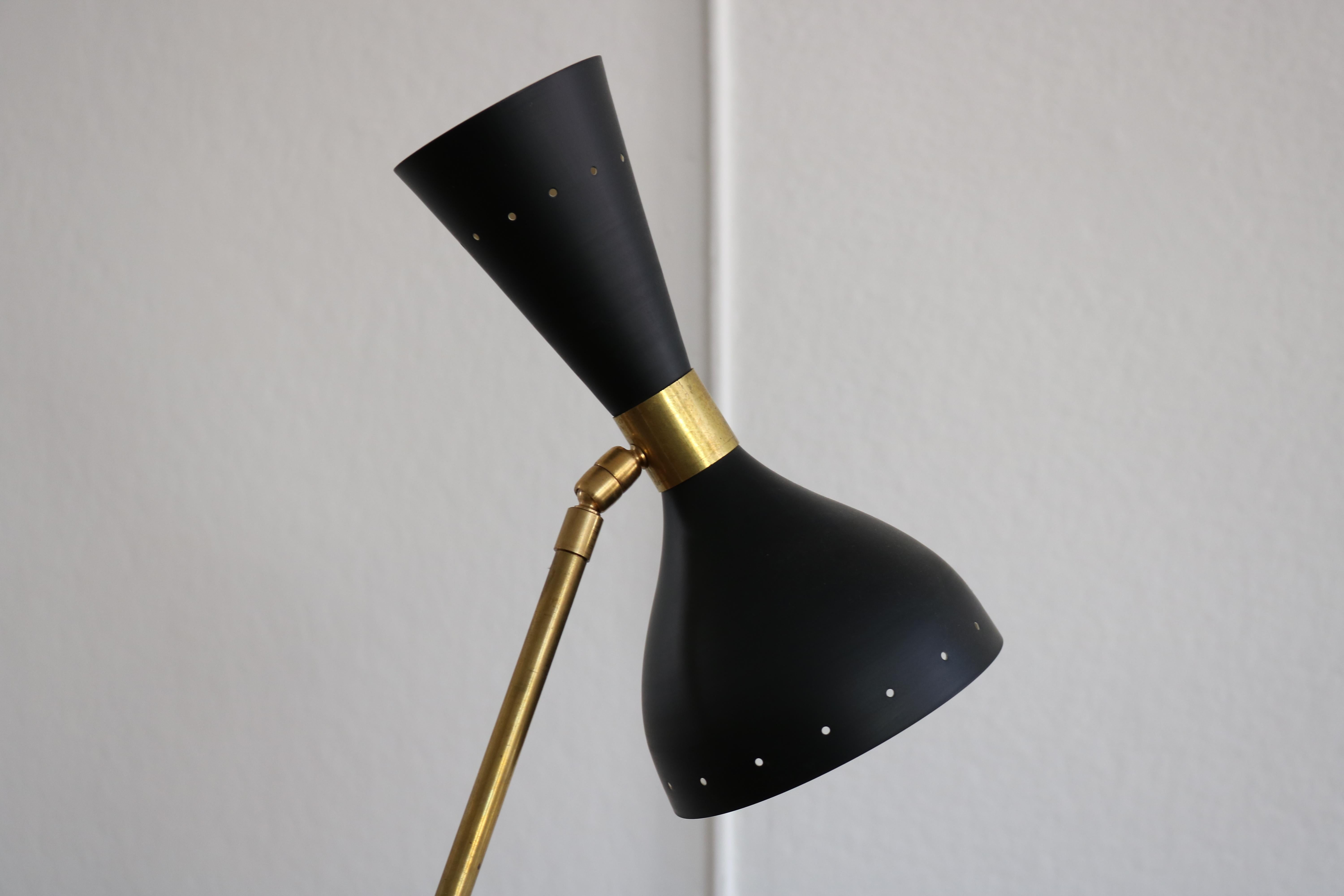 1 of 2 Italian Minimalist Design Floor Lamp Brass Mid-Century Stilnovo style 50s 2