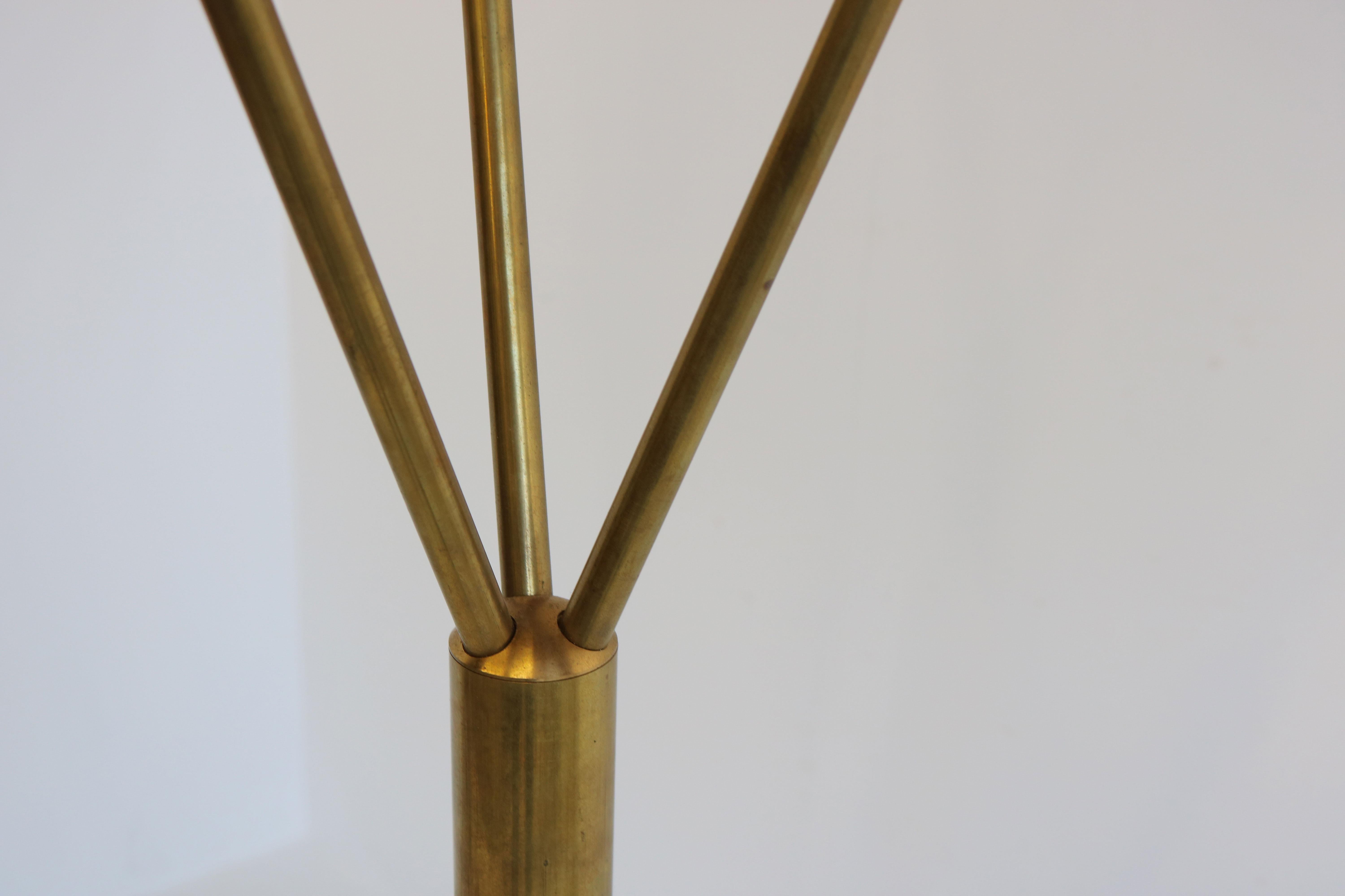1 of 2 Italian Minimalist Design Floor Lamp Brass Midcentury Stilnovo Style 50s For Sale 2