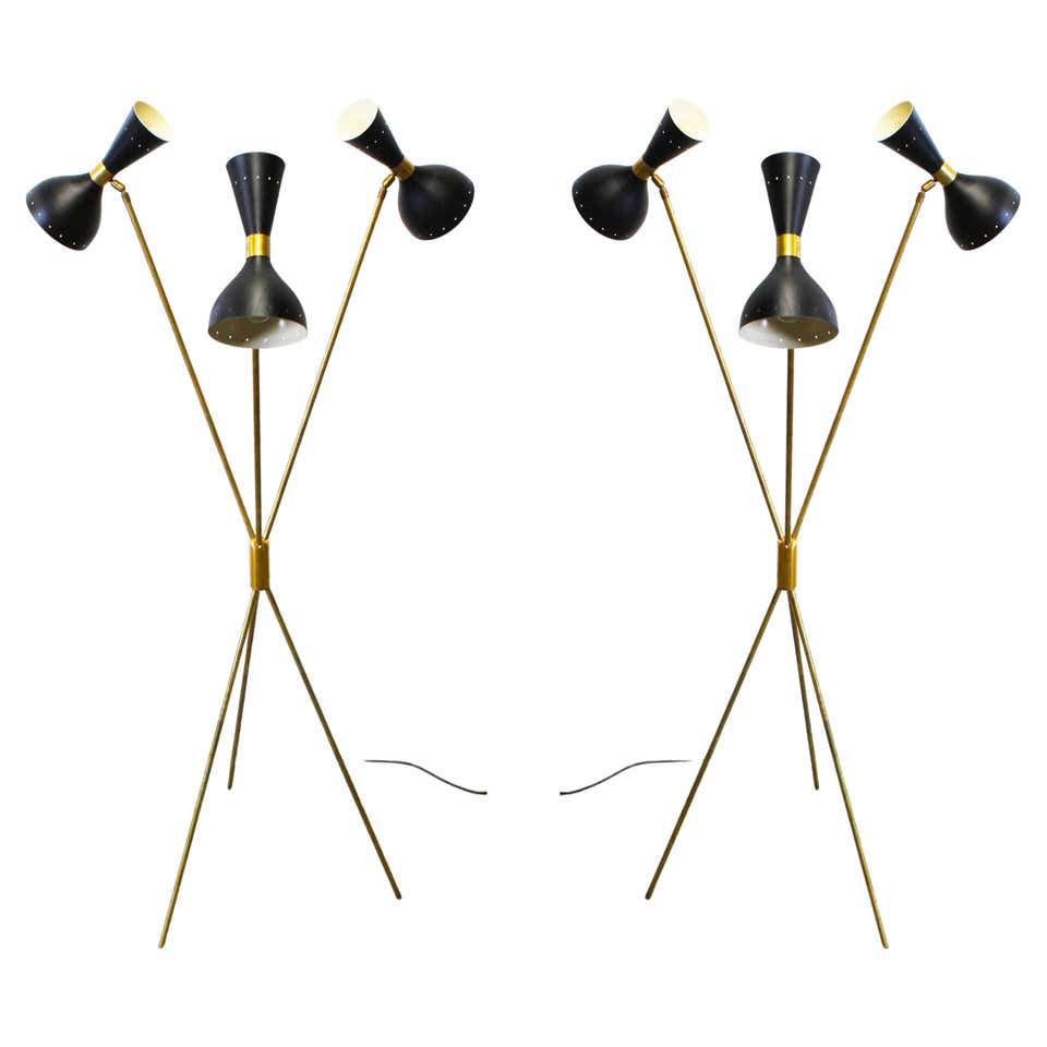 Minimalist Italian Design Floor Lamp Brass Midcentury Stilnovo Style ...