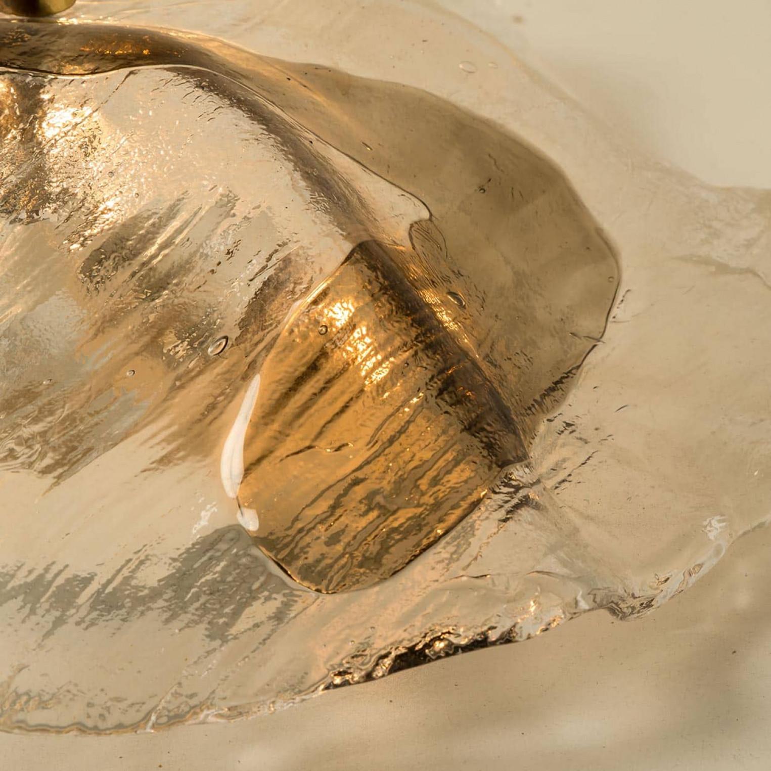 1 of 2 J.T. Kalmar Franken Clear and Brown Glass Flush Mounts Wall Lights, 1960 For Sale 1