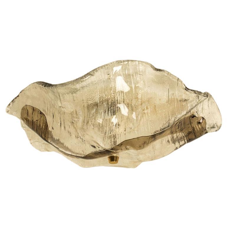 1 of 2 J.T. Kalmar Franken Clear and Brown Glass Flush Mounts Wall Lights, 1960