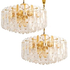 1 of 2 J.T. Kalmar "Palazzo" Light Fixtures Gilt Brass and Glass, Austria