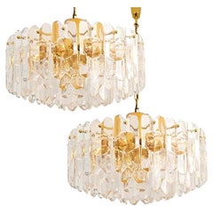 1 of 2  J.T. Kalmar "Palazzo" Light Fixtures Gilt Brass and Glass, Austria
