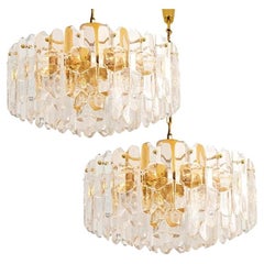 1 of 2 J.T. Kalmar "Palazzo" Light Fixtures Gilt Brass and Glass, Austria