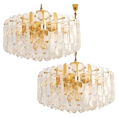 1 of 2 J.T. Kalmar "Palazzo" Light Fixtures Gilt Brass and Glass, Austria