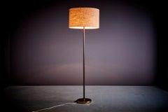 1 of 2 Kalmar Leuchten Leather Wrapped solid Brass floor lamp Austria - 1960s