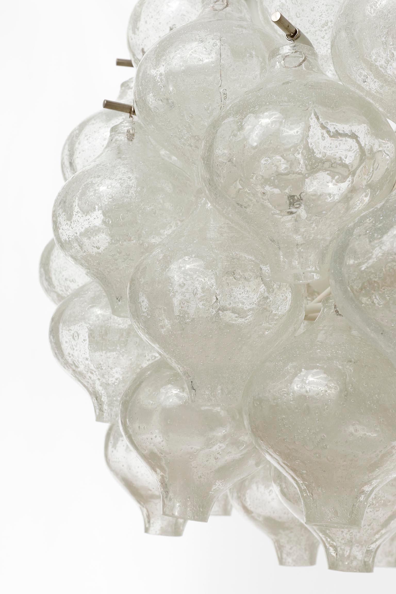 1 of 2 Kalmar Tulipan Chandeliers Pendant Lights, Glass Nickel White Metal, 1970 For Sale 3