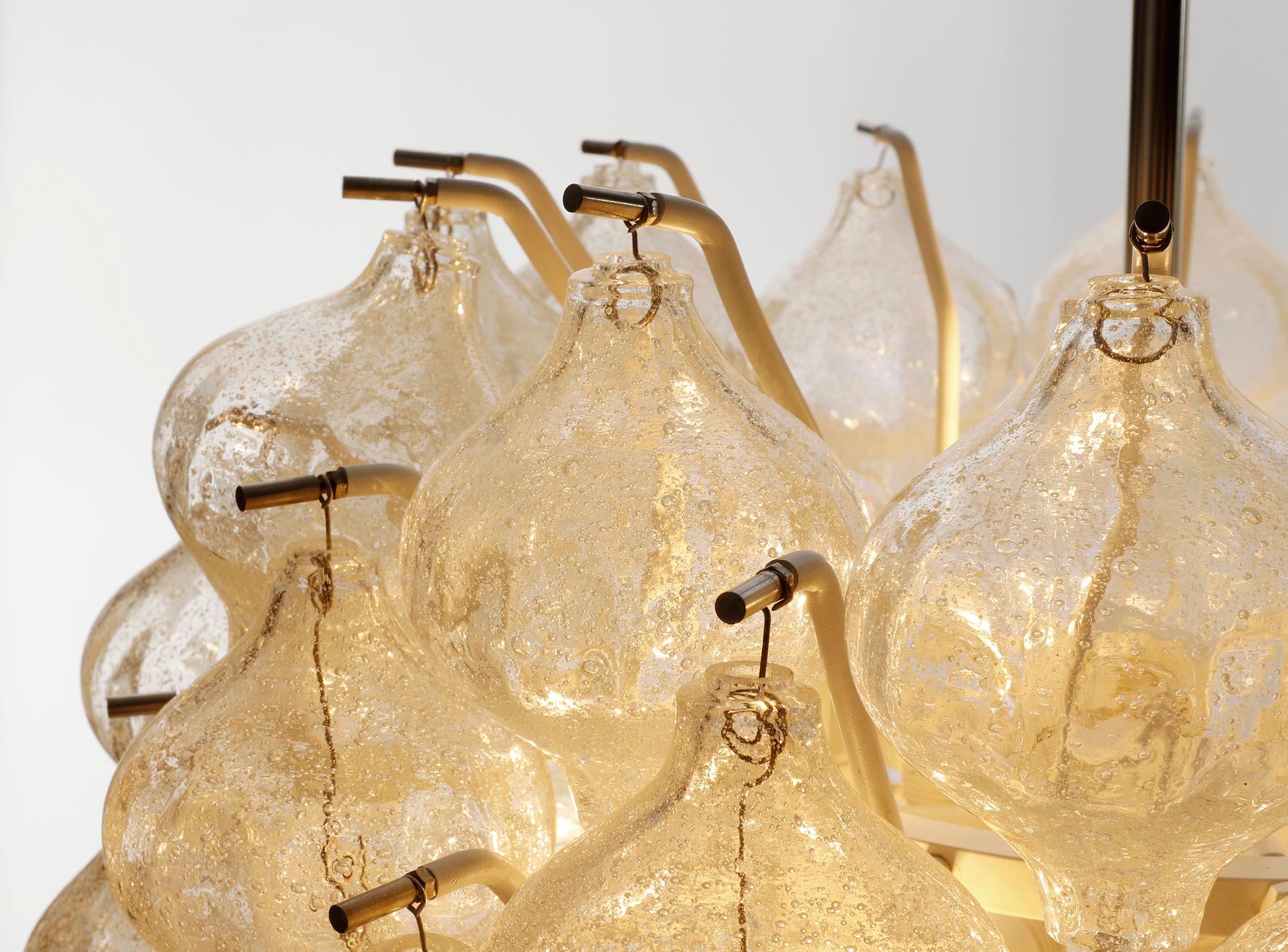 1 of 2 Kalmar Tulipan Chandeliers Pendant Lights, Glass Nickel White Metal, 1970 For Sale 4