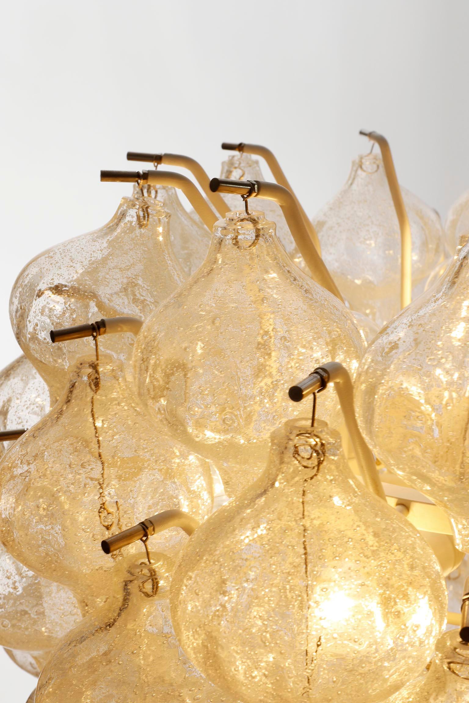 1 of 2 Kalmar Tulipan Chandeliers Pendant Lights, Glass Nickel White Metal, 1970 For Sale 5