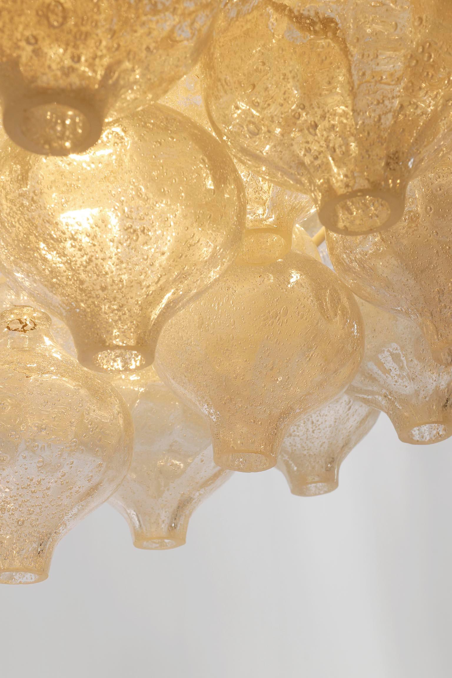 1 of 2 Kalmar Tulipan Chandeliers Pendant Lights, Glass Nickel White Metal, 1970 For Sale 6