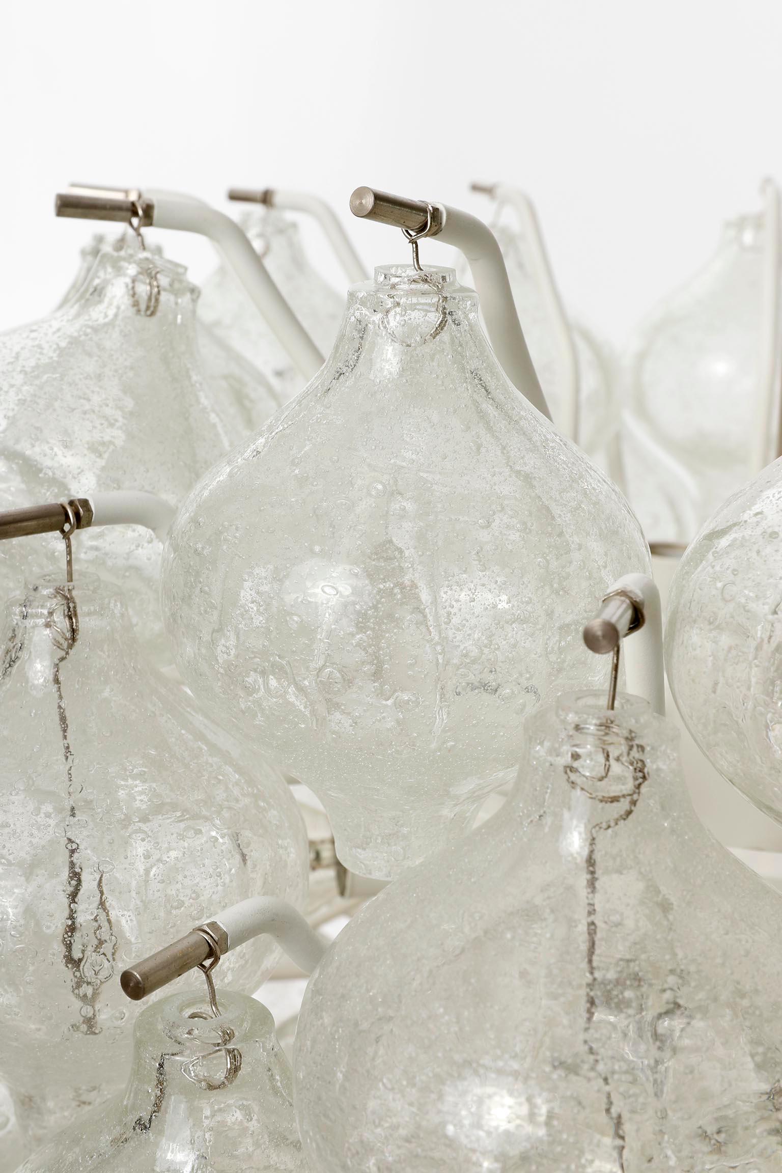 1 of 2 Kalmar Tulipan Chandeliers Pendant Lights, Glass Nickel White Metal, 1970 For Sale 2