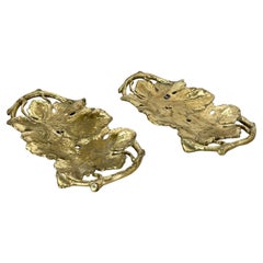 1 of 2 Large 34cm Brass Shell Plate Element Auböck Hagenauer Era, Germany, 1970s