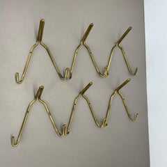 1 of 2 large 61cm Auböck Style brass Wardrobe Hook Coat Racks, France 1950s