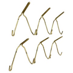 1 of 2 large 61cm Auböck Style brass Wardrobe Hook Coat Racks, France 1950s