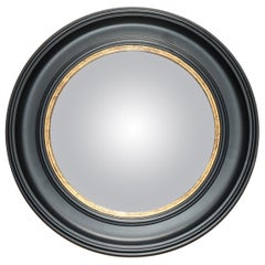1 OF 2 LARGE 74CM EBONISED & GiLT CONVEX ROUND WALL MIRROR REGENCY STYLE