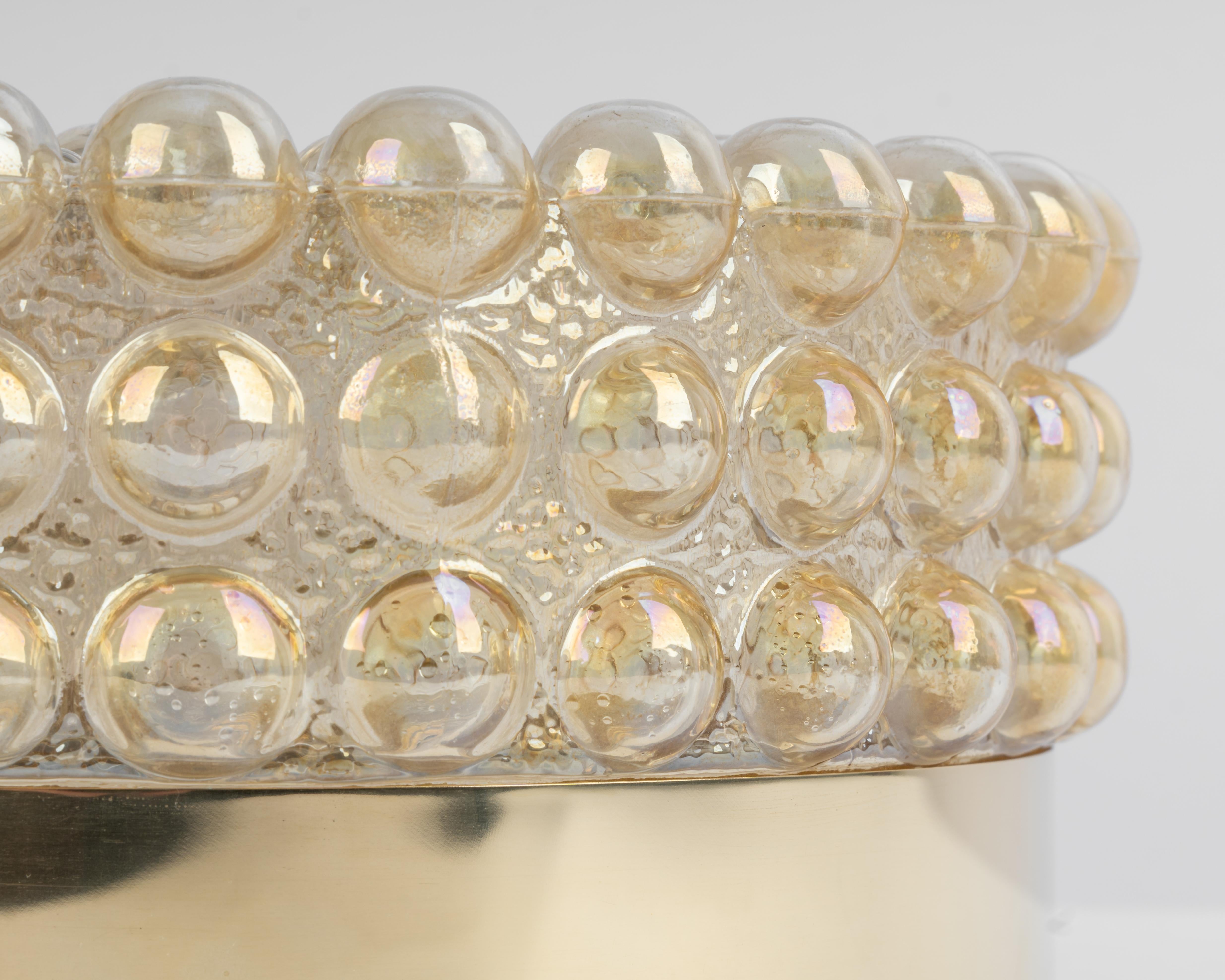 Late 20th Century 1 of 2 Large Amber Bubble Glass Wall / Ceiling lights, Limburg, Germany For Sale