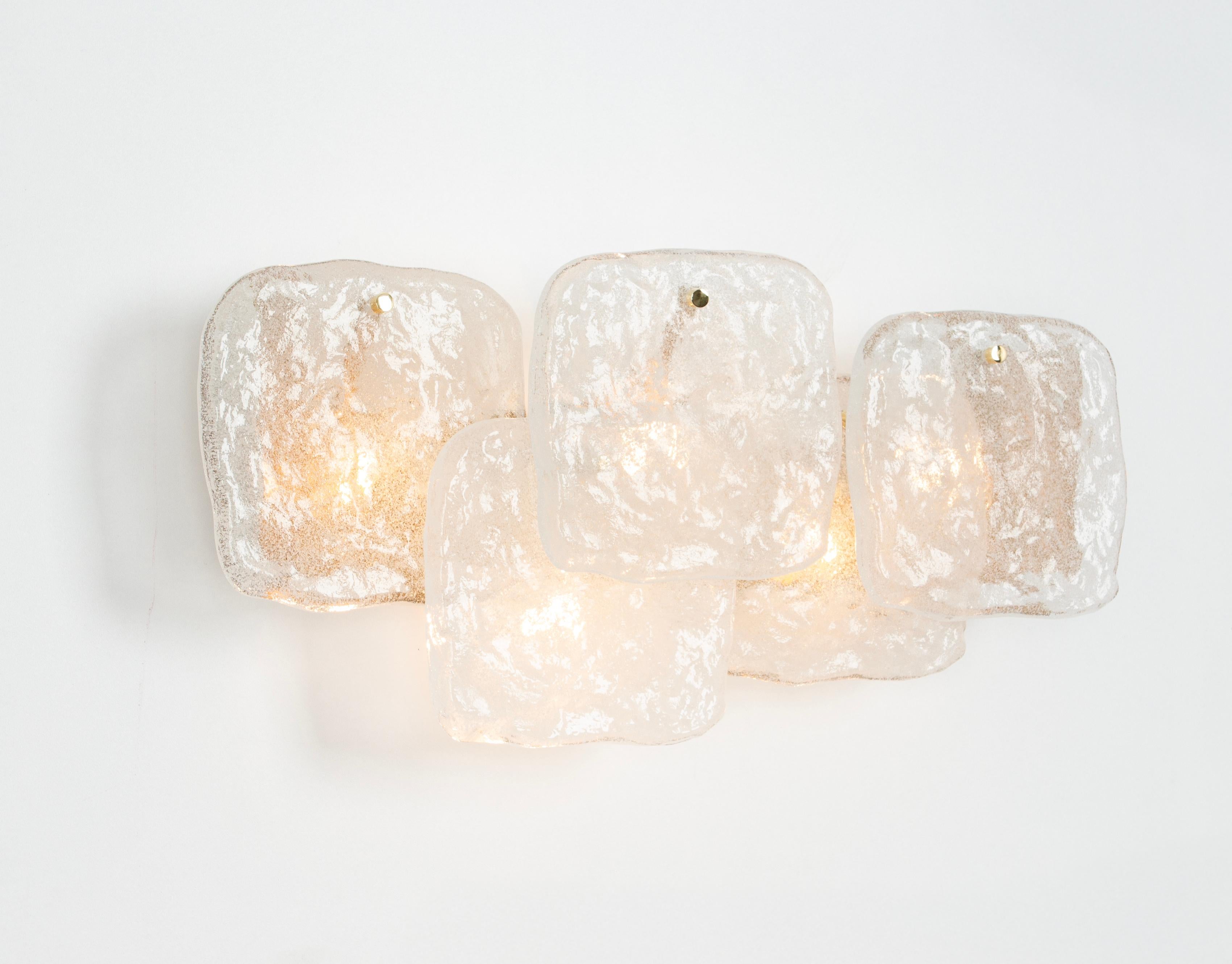1 of 2 Large Brass Kalmar Wall Lights Murano Glass by Kalmar, Austria, 1960s For Sale 4