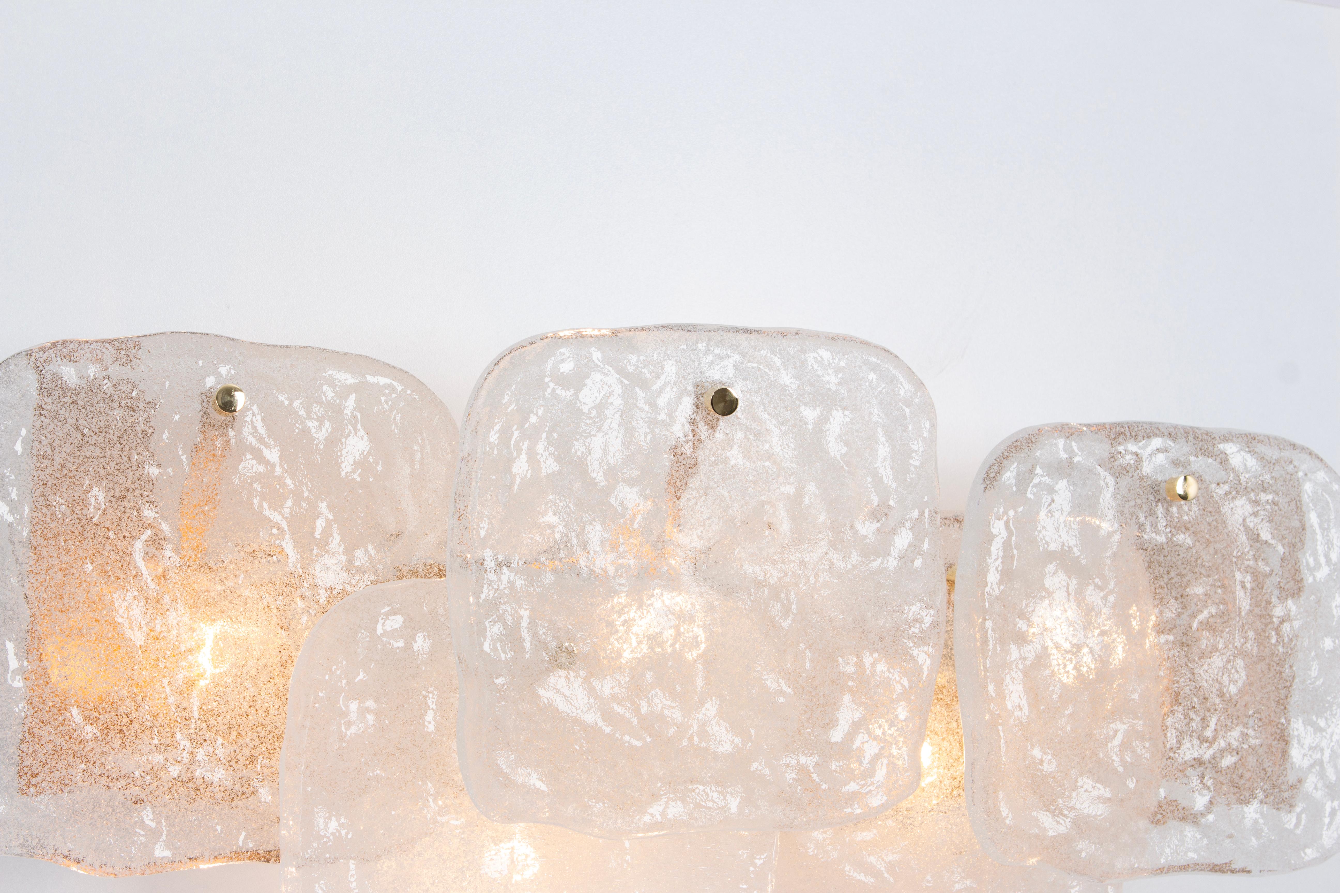 1 of 2 Large Brass Kalmar Wall Lights Murano Glass by Kalmar, Austria, 1960s For Sale 2
