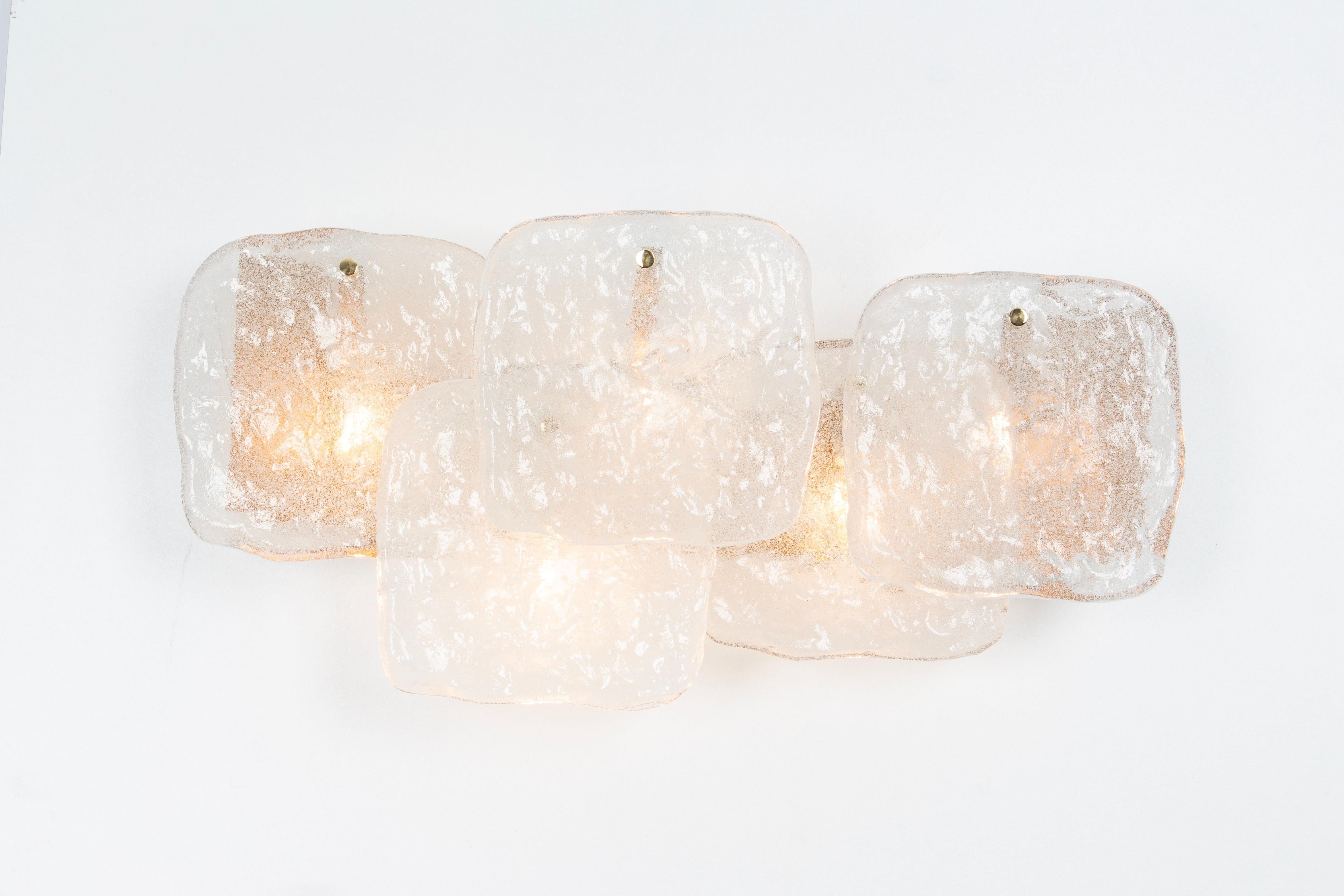 1 of 2 Large Brass Kalmar Wall Lights Murano Glass by Kalmar, Austria, 1960s For Sale 3
