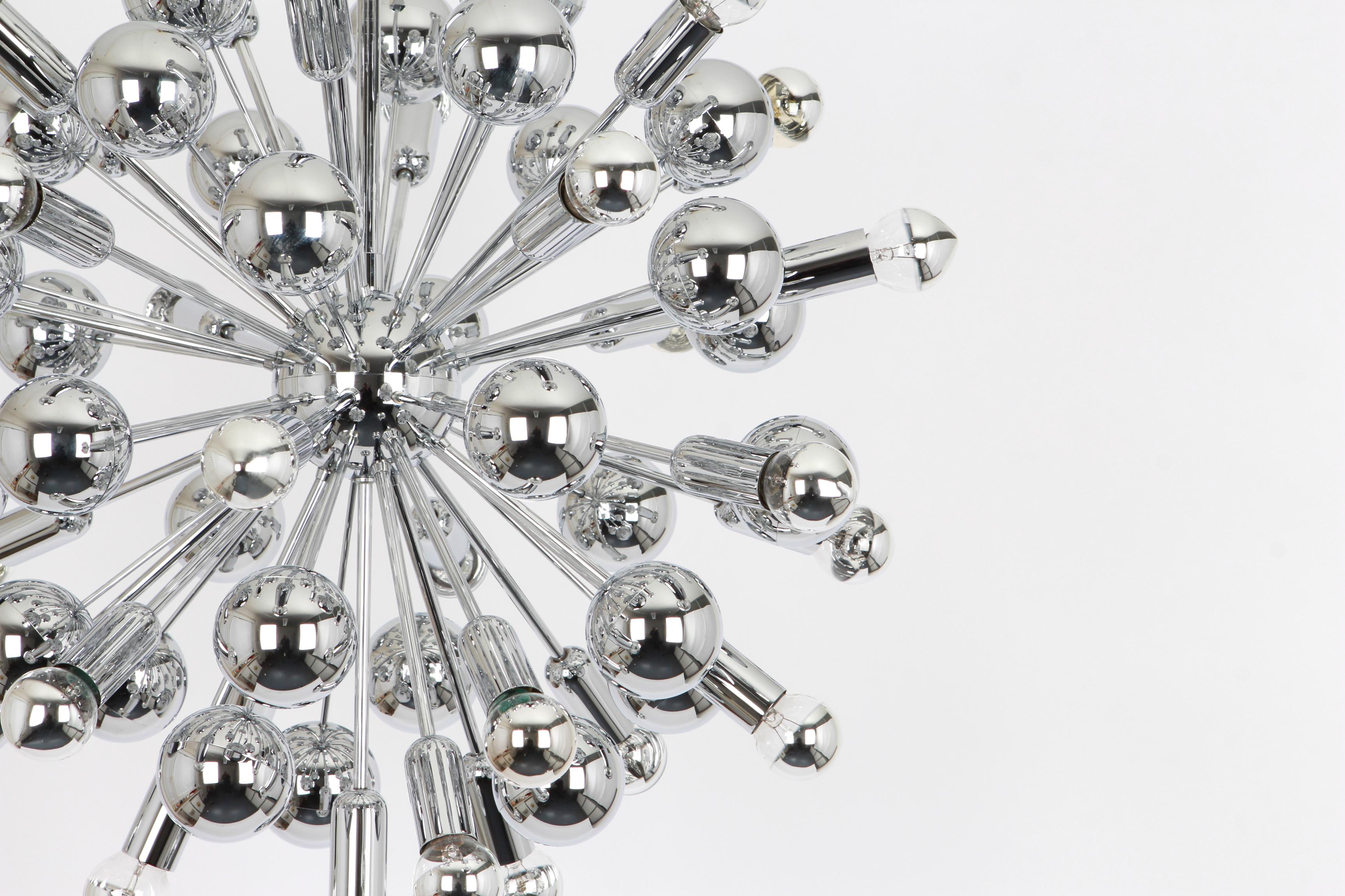 1 of 2 Large Chrome Space Age Sputnik Chandelier by Cosack, Germany, 1970s For Sale 1
