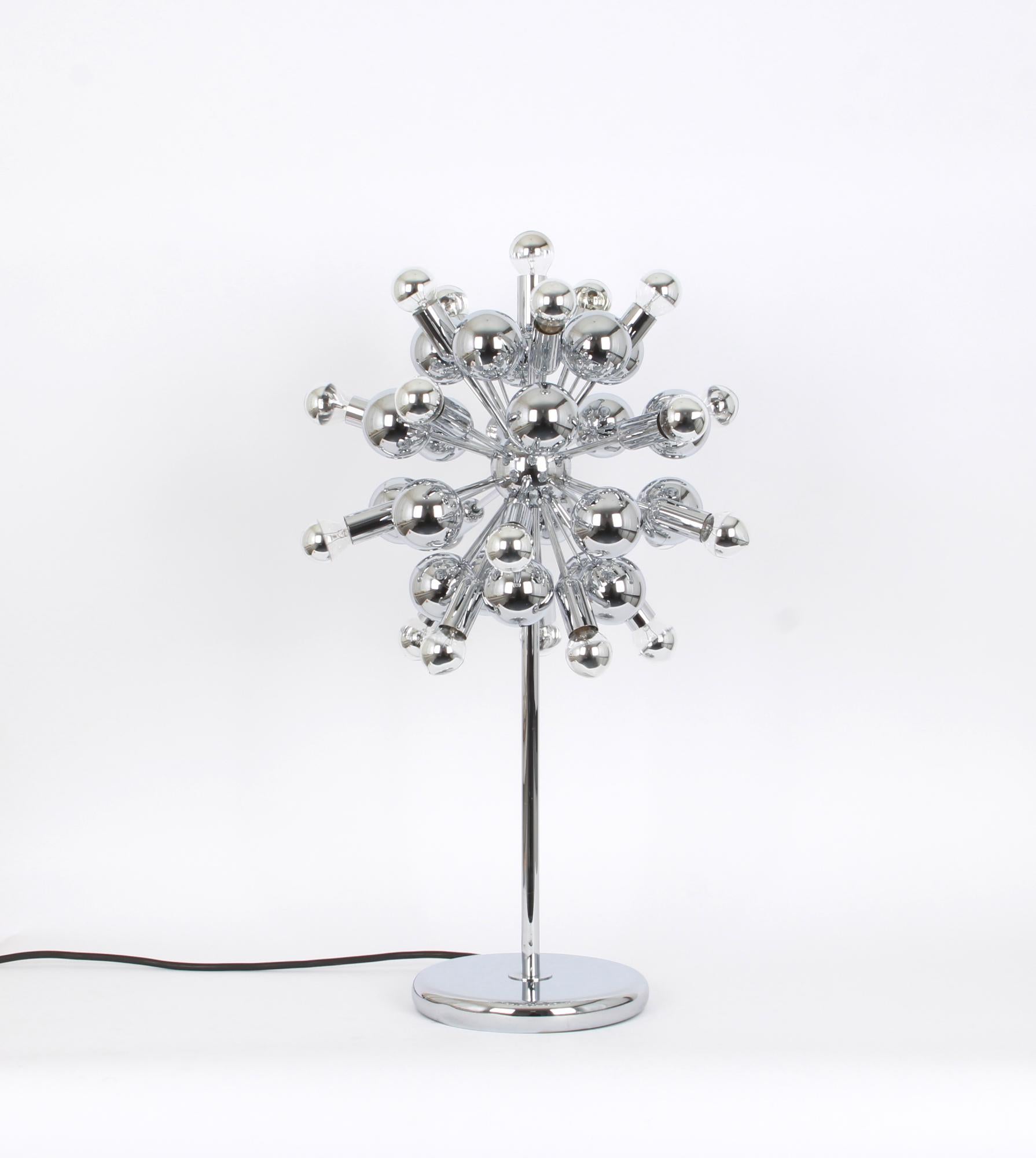 Late 20th Century 1 of 2 Large Chrome Space Age Sputnik Table Lamps by Cosack, Germany, 1970s For Sale