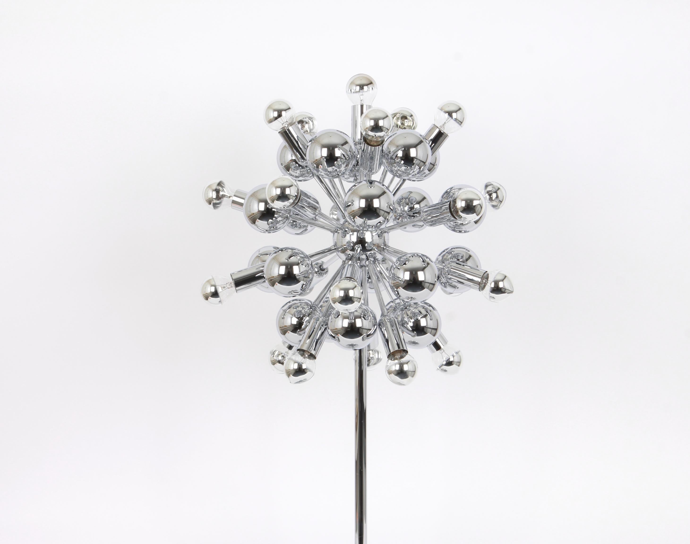 1 of 2 Large Chrome Space Age Sputnik Table Lamps by Cosack, Germany, 1970s For Sale 2