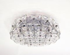 1 'of 2' Large Flush Mount Chandelier Crystal & Chrome by Kinkeldey Germany 1960