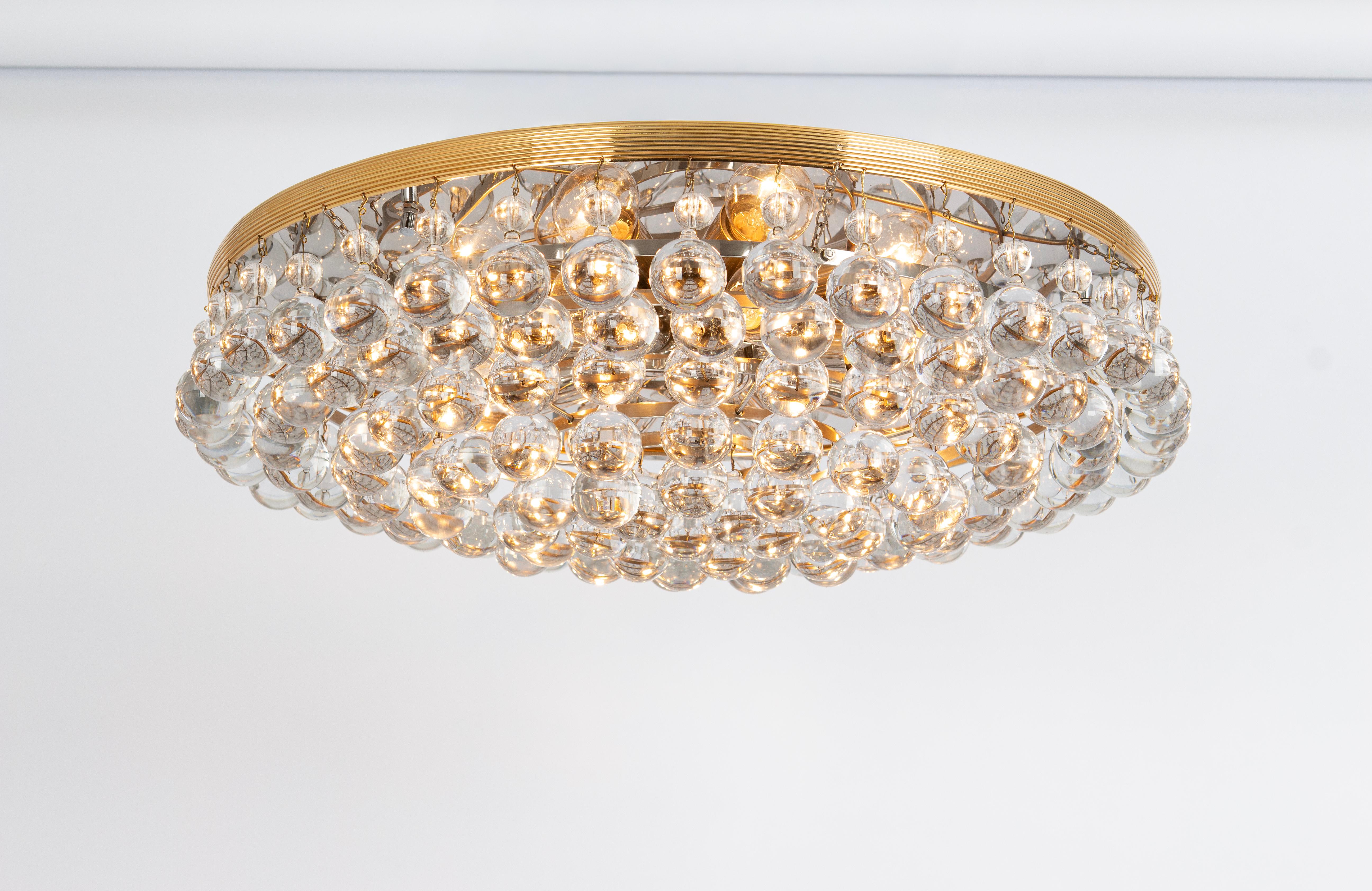 Late 20th Century 1 of 2 Large Crystal Glass Tear Drop Chandelier by C.Palme, Germany, 1970s For Sale