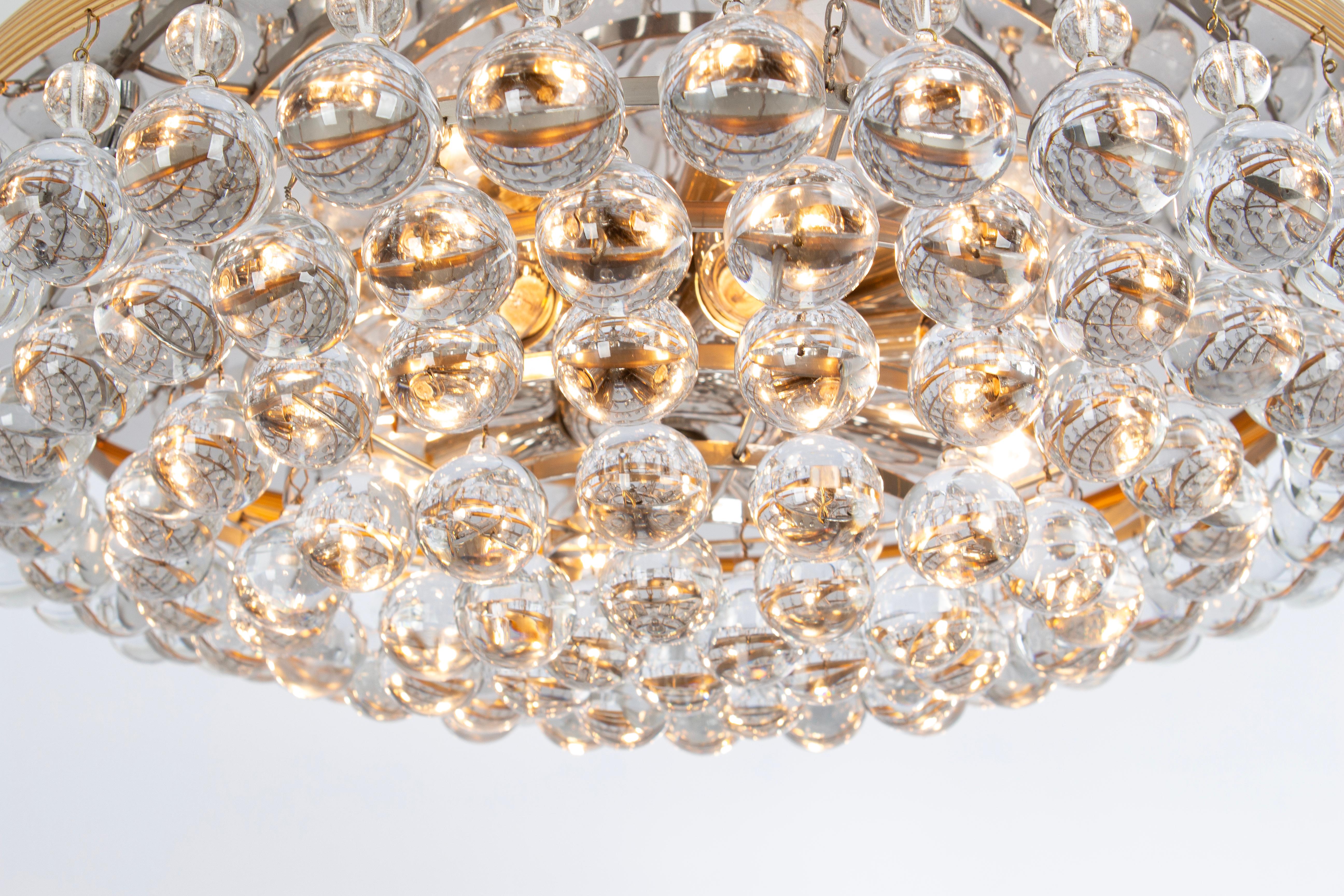 1 of 2 Large Crystal Glass Tear Drop Chandelier by C.Palme, Germany, 1970s For Sale 1