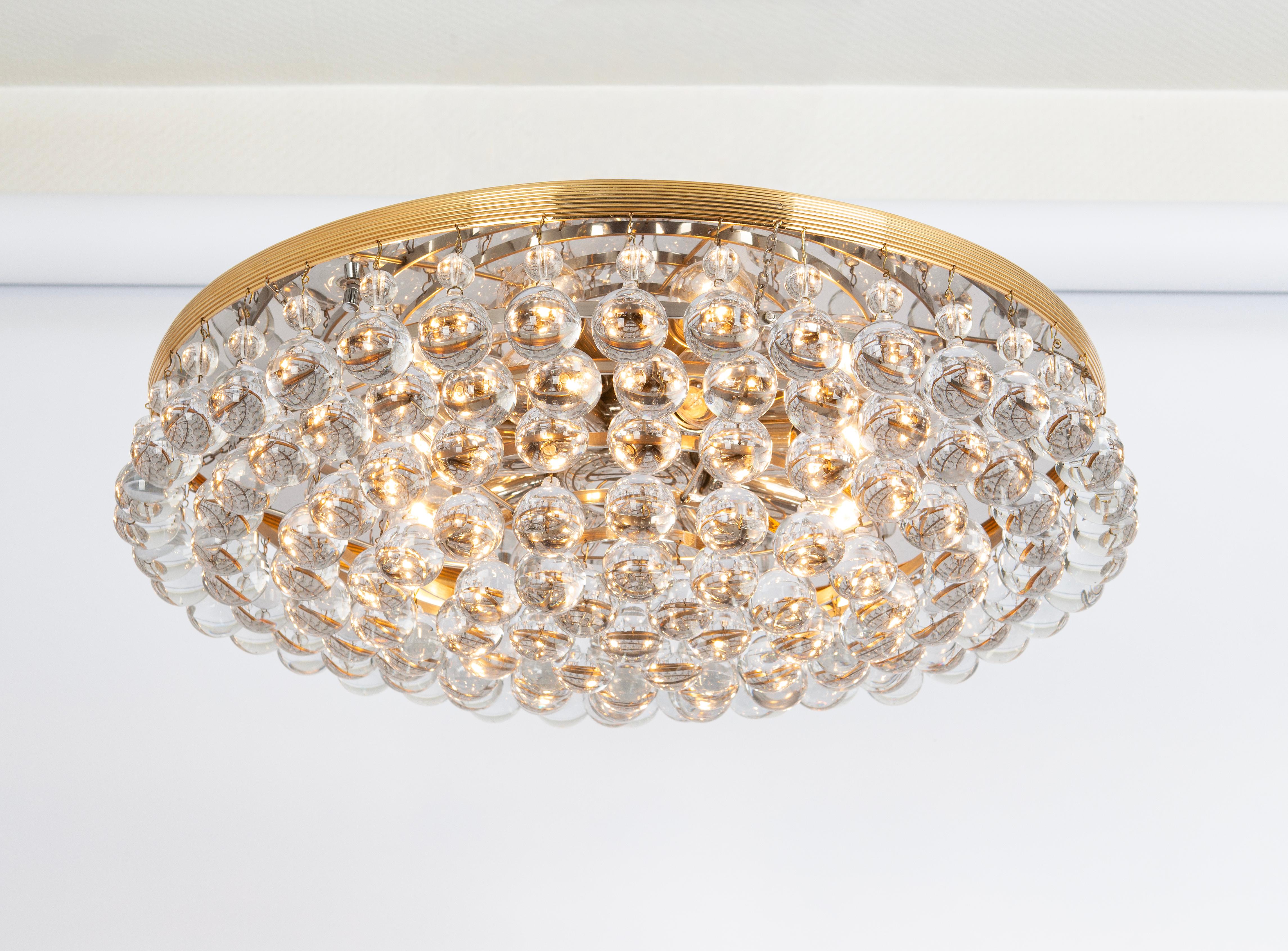 1 of 2 Large Crystal Glass Tear Drop Chandelier by C.Palme, Germany, 1970s For Sale 2