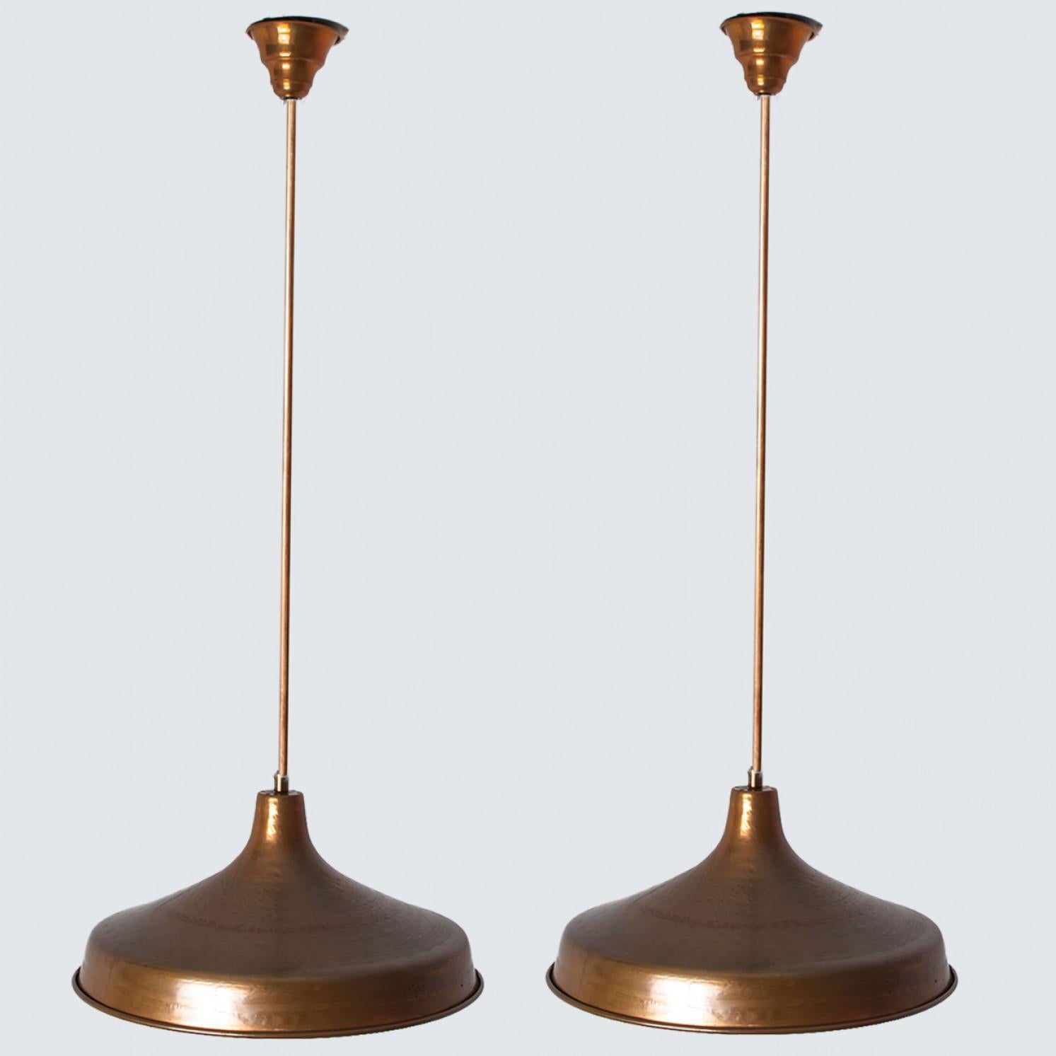 1 of 2 Large Danish Copper Hanging Lamps, 1960 For Sale 4