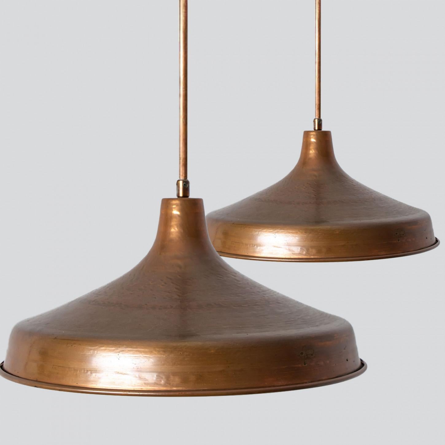 1 of 2 Large Danish Copper Hanging Lamps, 1960 In Good Condition For Sale In Rijssen, NL