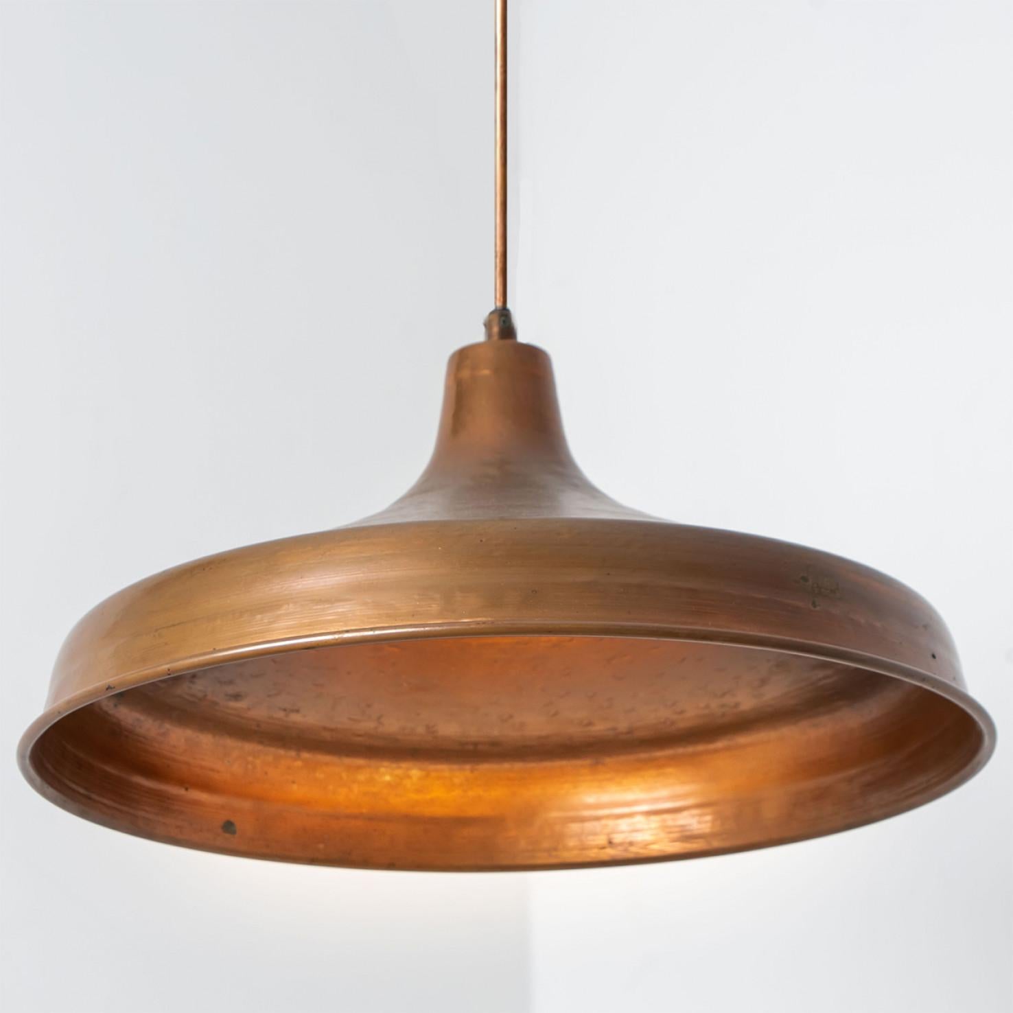 Late 20th Century 1 of 2 Large Danish Copper Hanging Lamps, 1960 For Sale