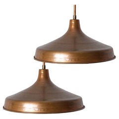 Retro 1 of 2 Large Danish Copper Hanging Lamps, 1960